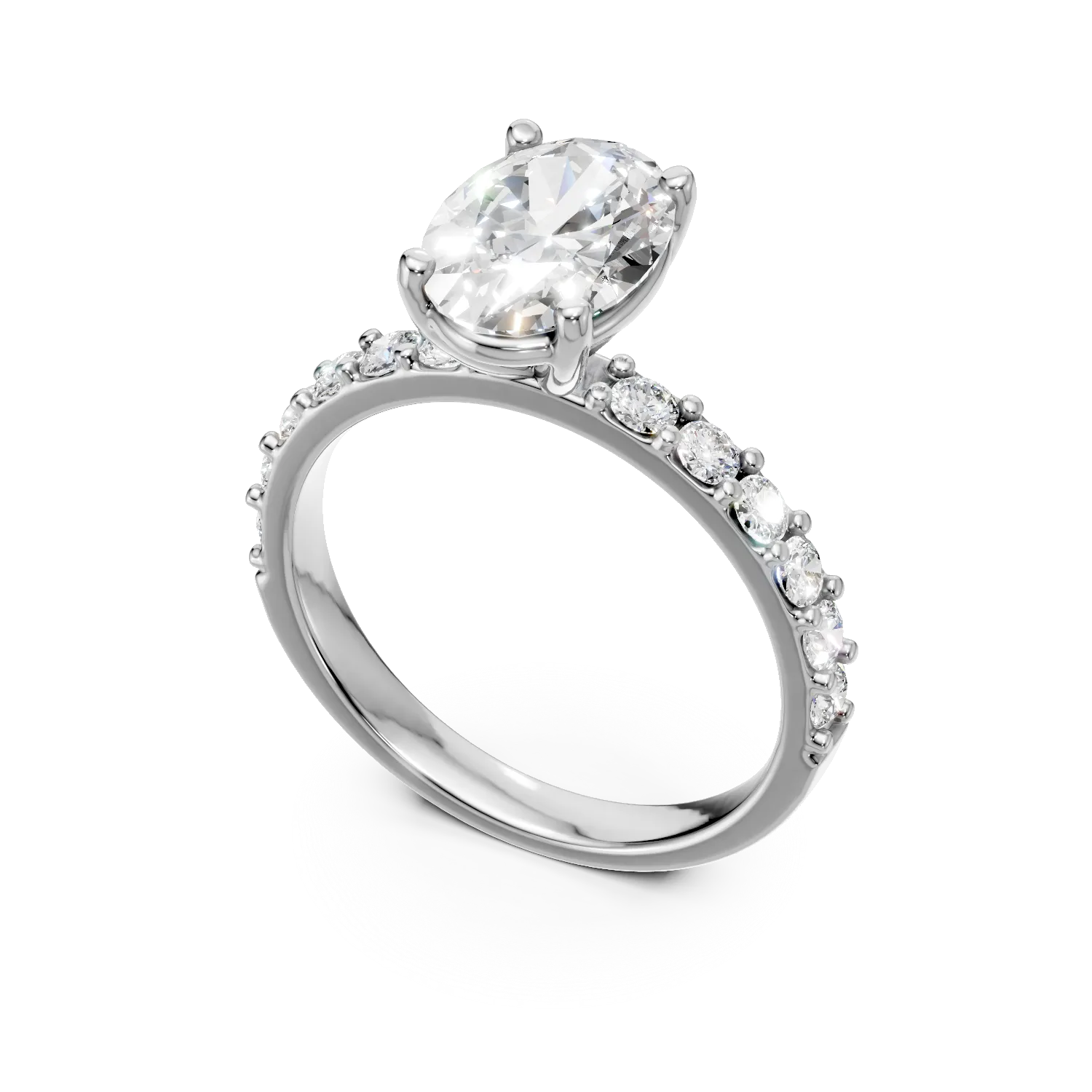 Inel din aur alb cu diamante de 1.2ct create in laborator