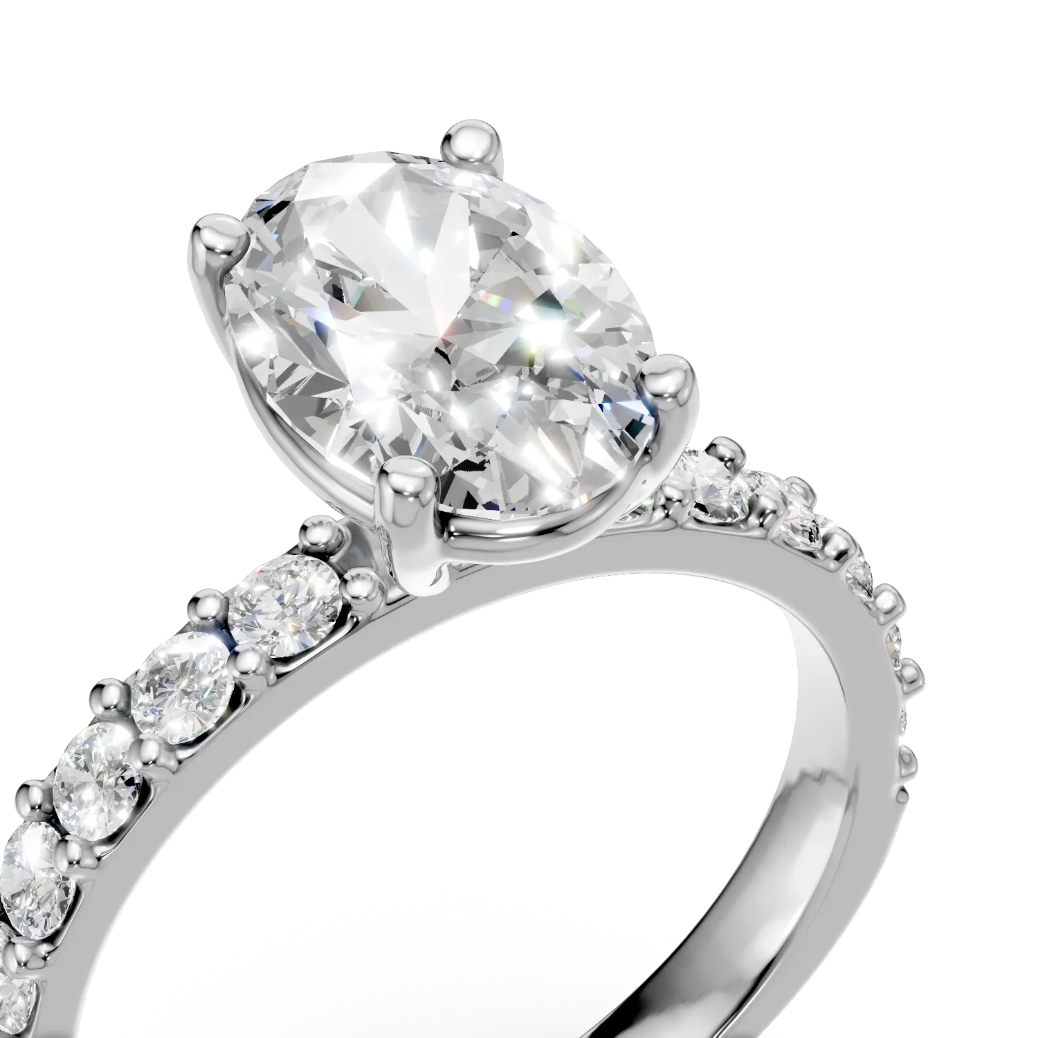 Inel din aur alb cu diamante de 1.2ct create in laborator