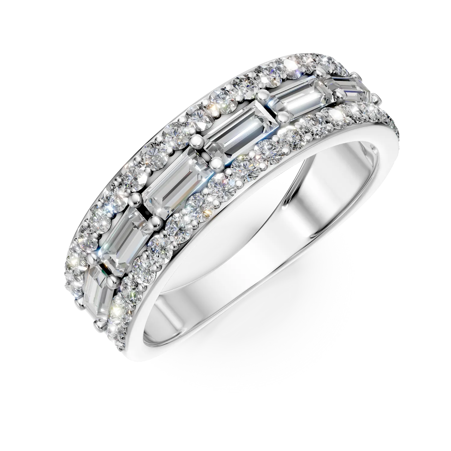 Inel din aur alb cu diamante microsetting de 1.1ct create in laborator