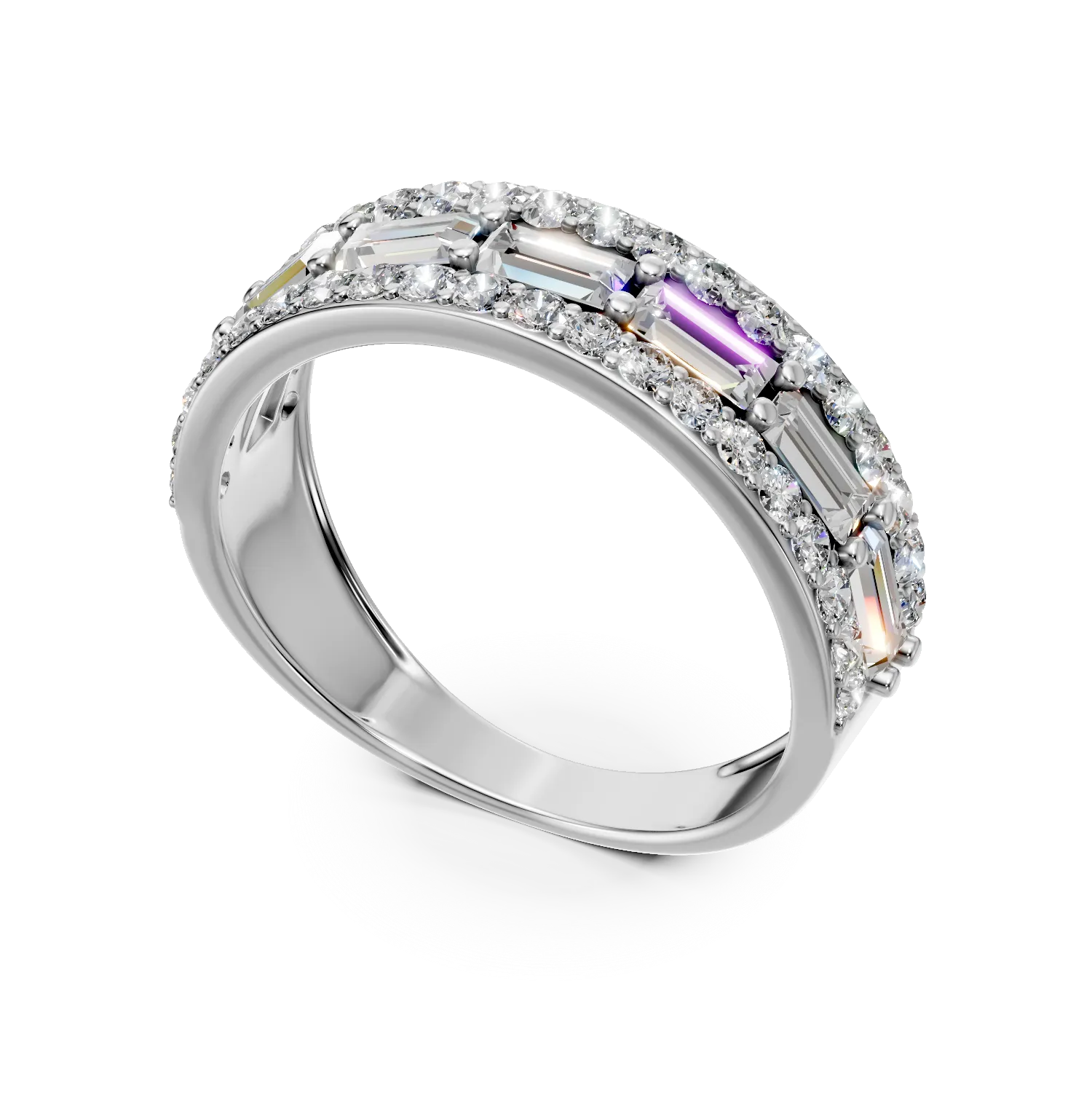 Inel din aur alb cu diamante microsetting de 1.1ct create in laborator