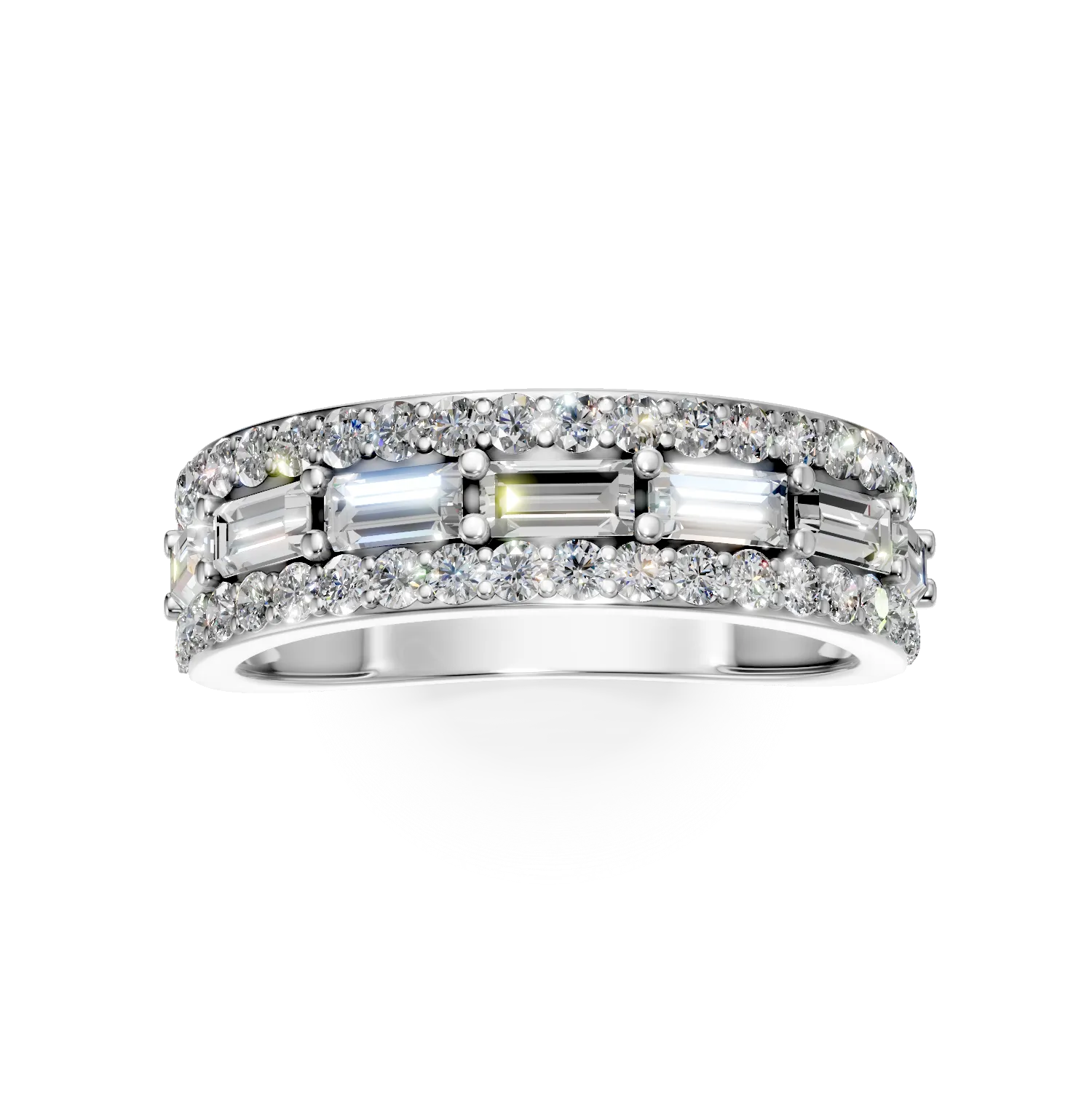 Inel din aur alb cu diamante microsetting de 1.1ct create in laborator