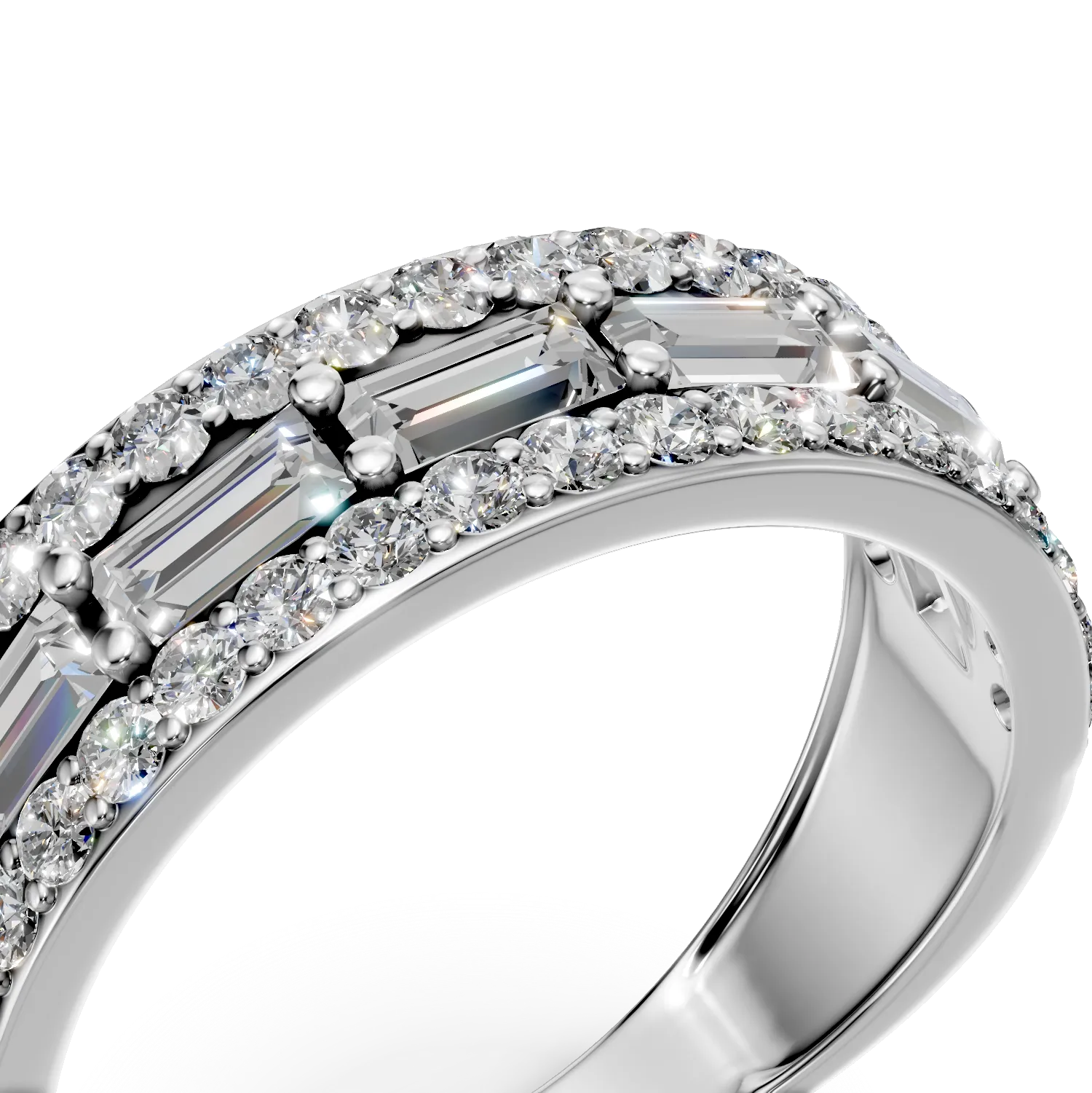 Inel din aur alb cu diamante microsetting de 1.1ct create in laborator