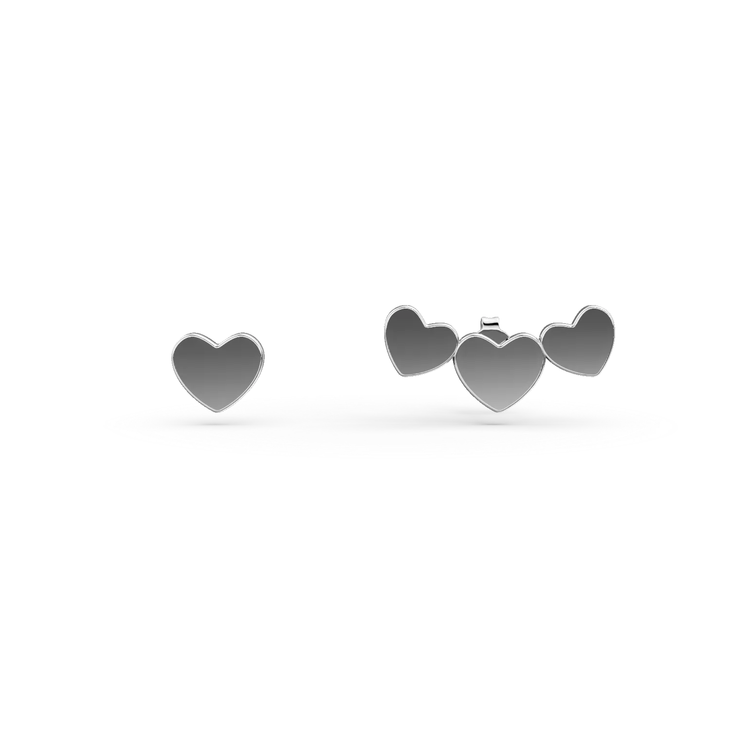 Cercei asimetrici inimioare din argint