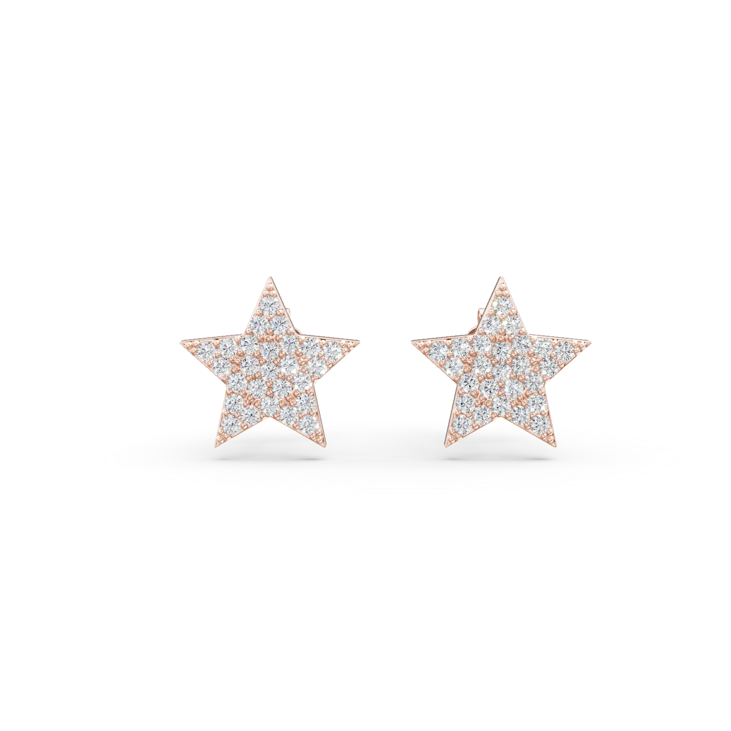 Cercei stele din argint roz cu zirconii