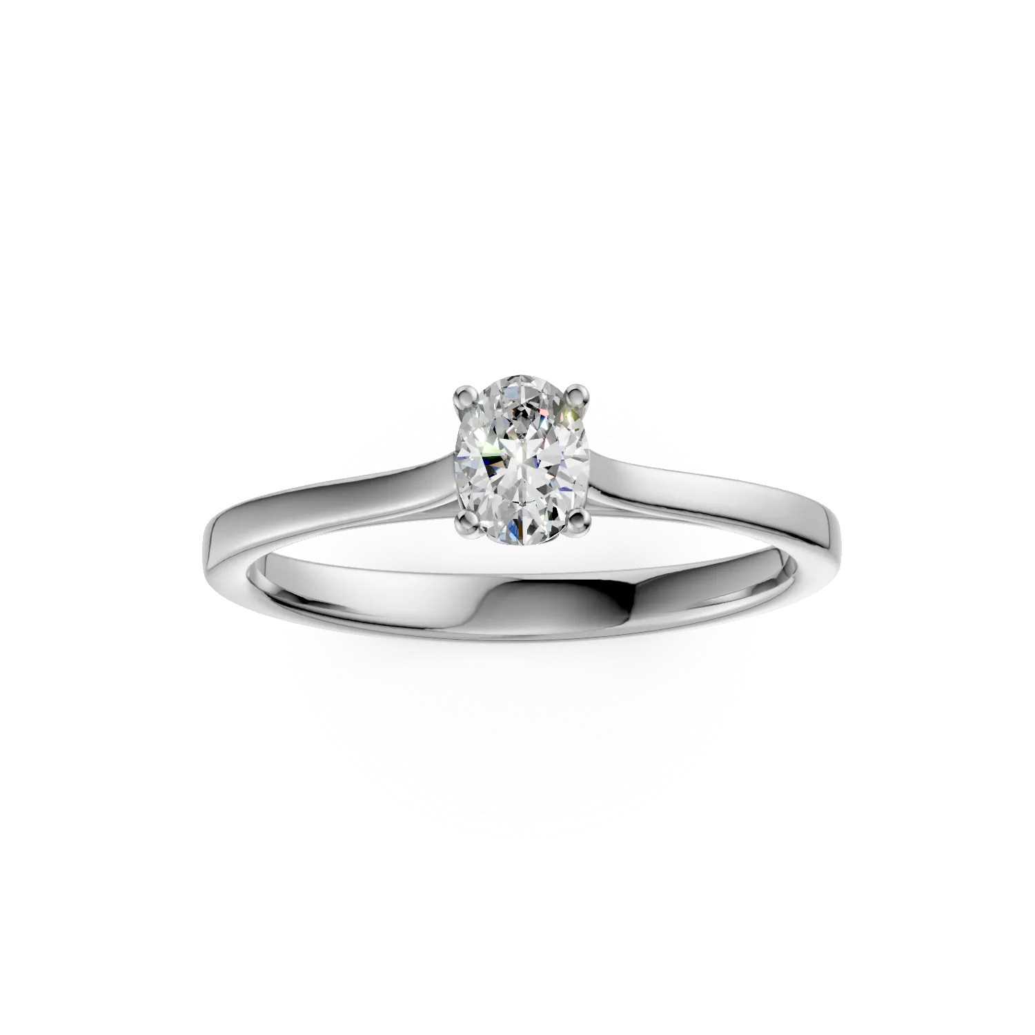 Inel de logodna din aur alb cu diamant solitaire de 0.3ct creat in laborator taietura ovala