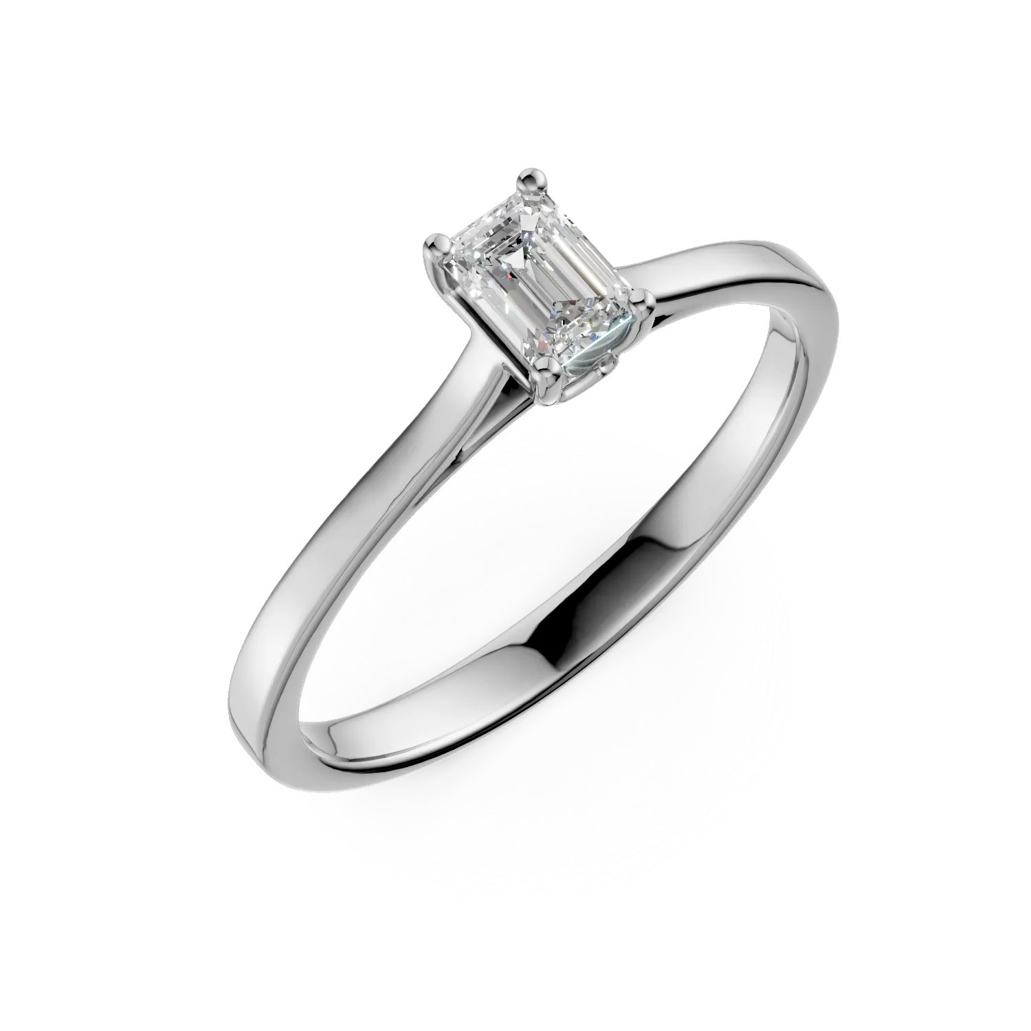 Inel de logodna din aur alb cu diamant solitaire de 0.3ct creat in laborator