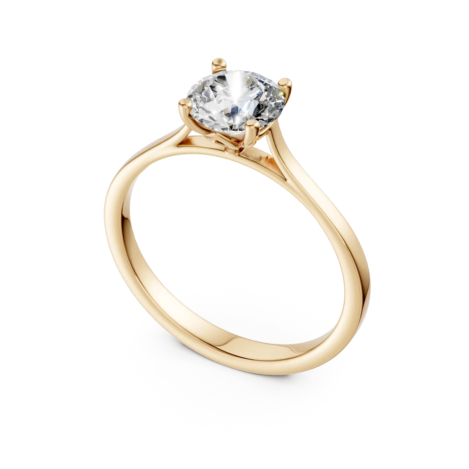 Inel de logodna din aur galben cu diamant solitaire de 1ct creat in laborator