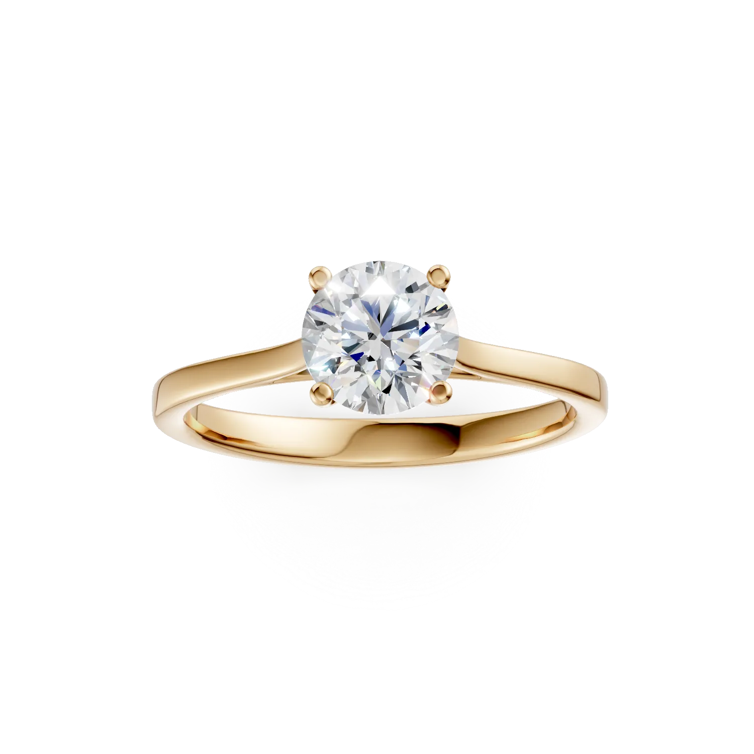 Inel de logodna din aur galben cu diamant solitaire de 1ct creat in laborator