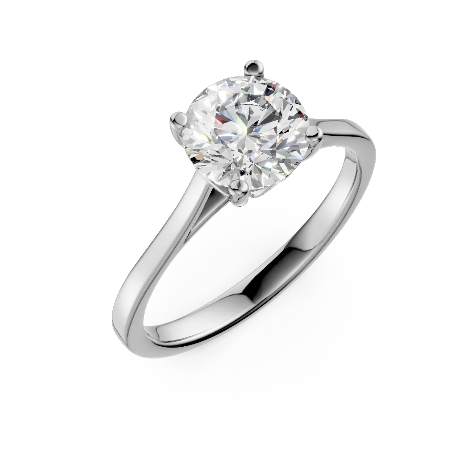 Inel de logodna din aur alb cu diamant solitaire de 1.5ct creat in laborator