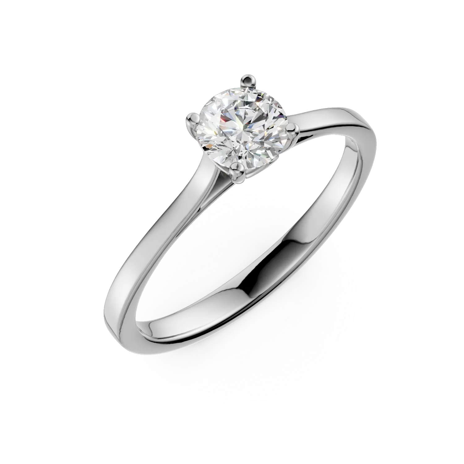 Inel de logodna din aur alb cu diamant solitaire de 0.5ct creat in laborator