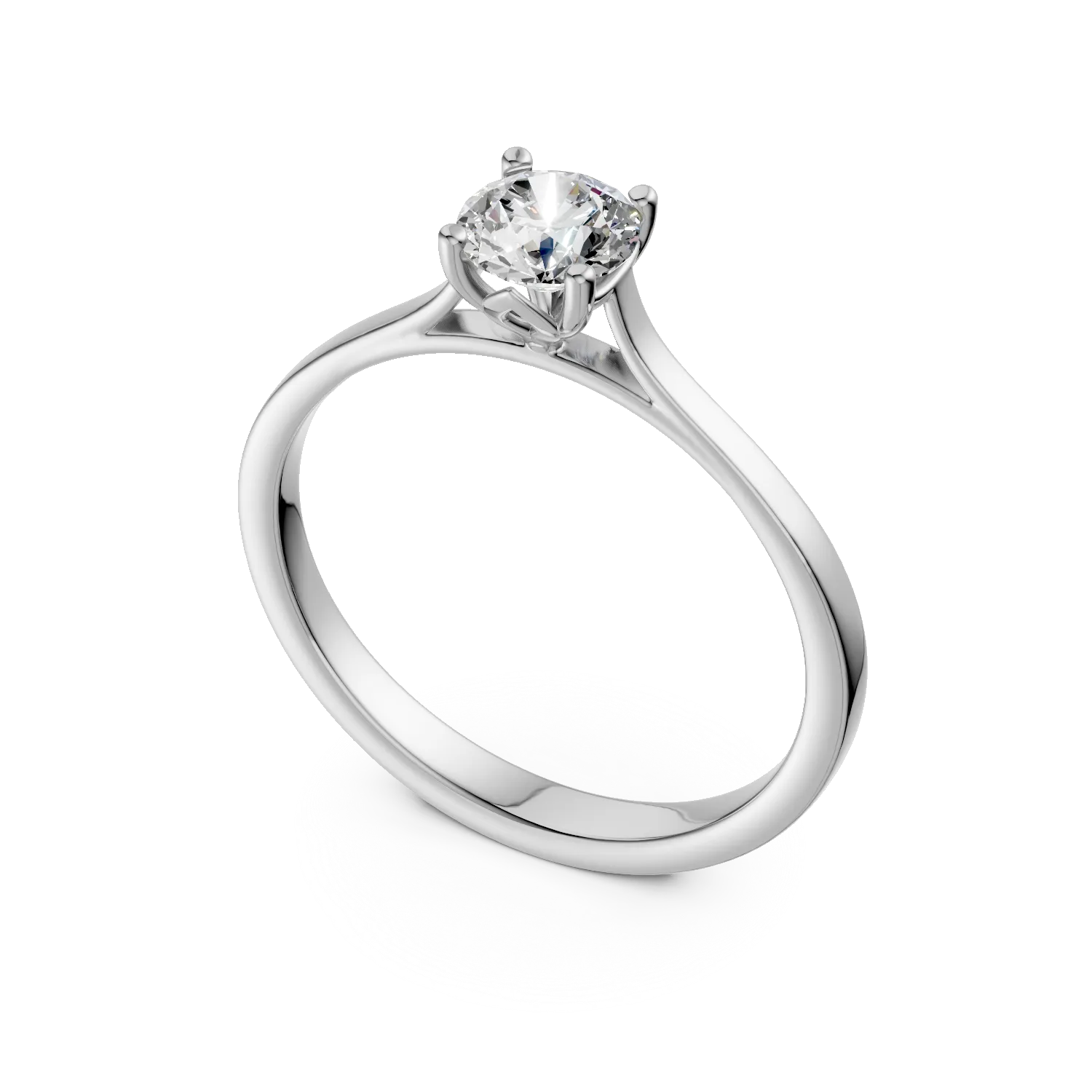 Inel de logodna din aur alb cu diamant solitaire de 0.5ct creat in laborator