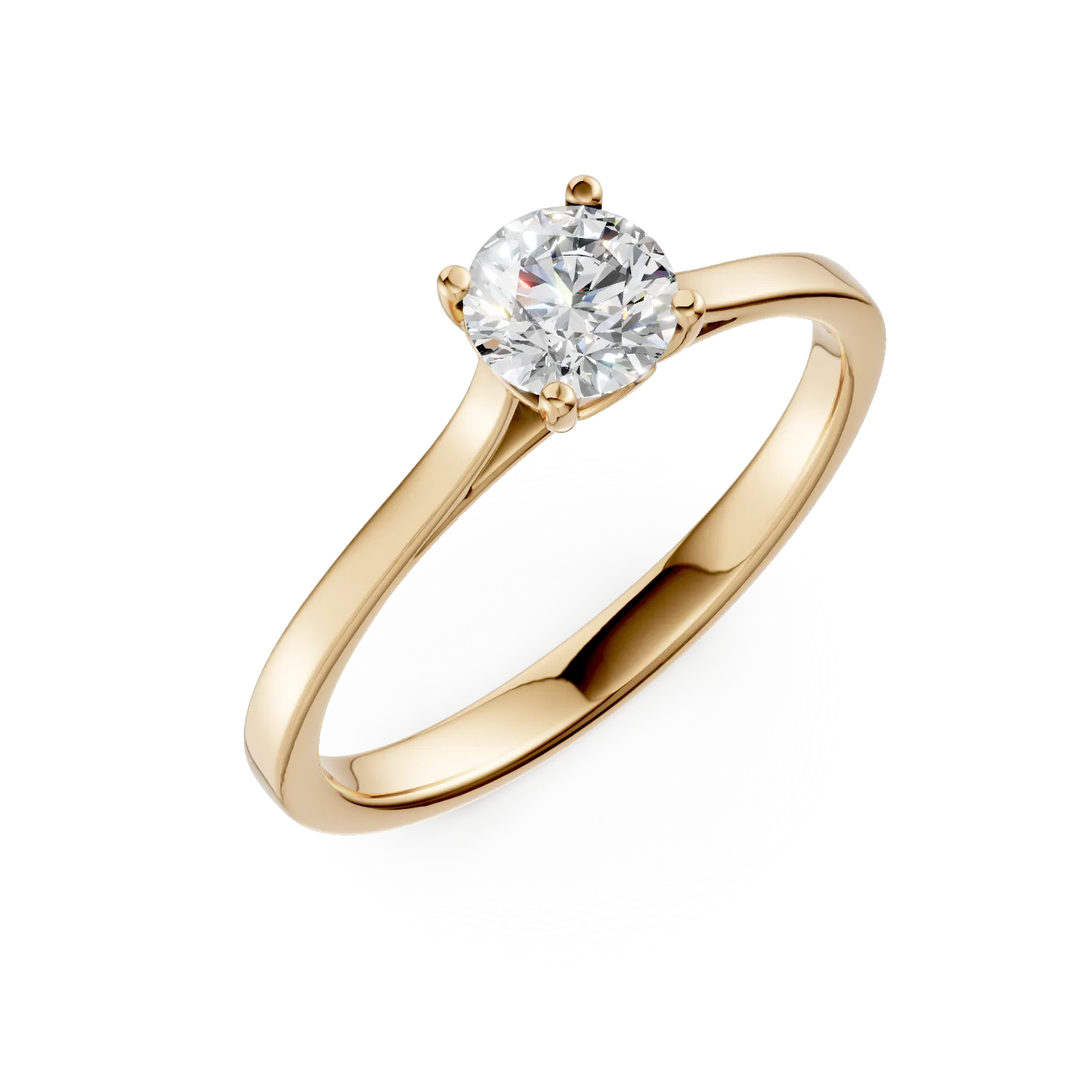 Inel de logodna din aur galben cu diamant solitaire de 0.5ct creat in laborator