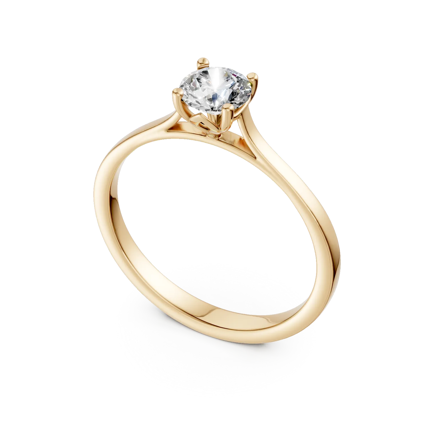 Inel de logodna din aur galben cu diamant solitaire de 0.5ct creat in laborator