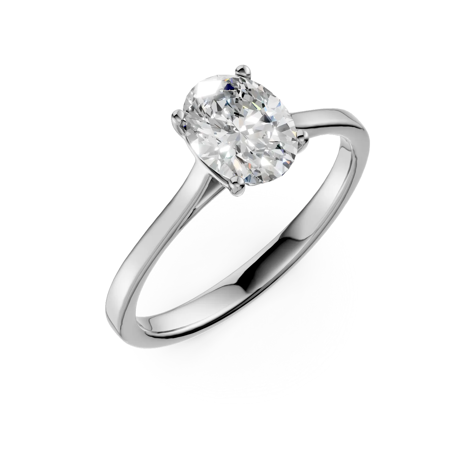 Inel de logodna din aur alb cu diamant solitaire de 1ct creat in laborator