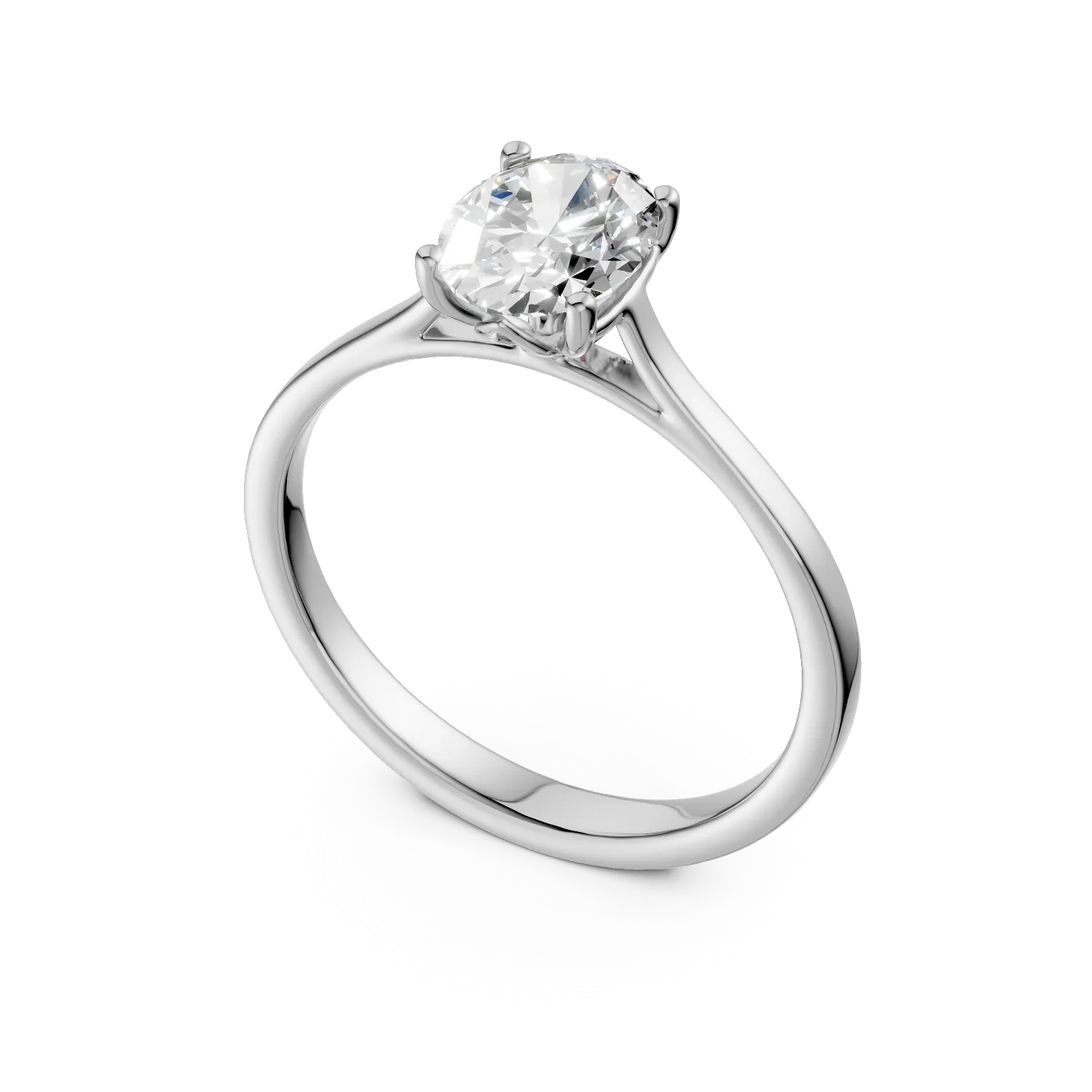 Inel de logodna din aur alb cu diamant solitaire de 1ct creat in laborator