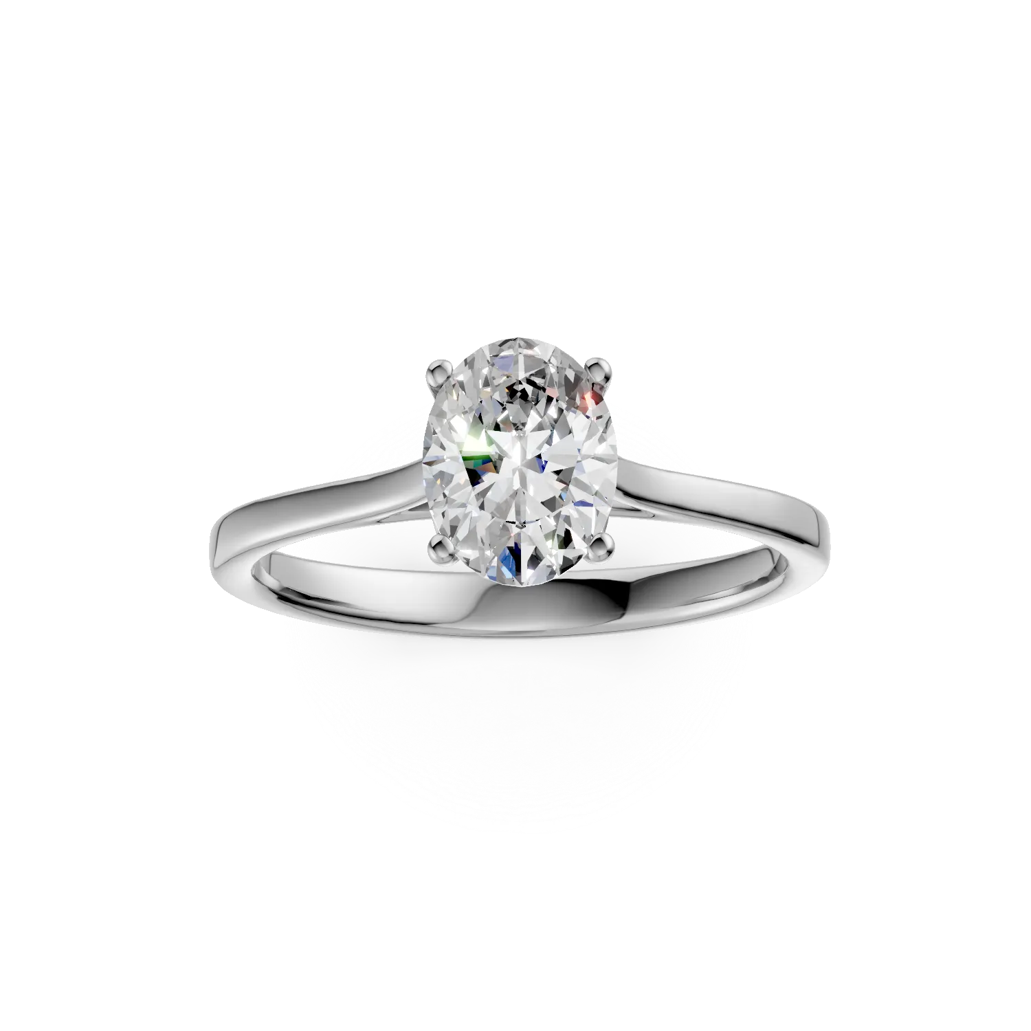 Inel de logodna din aur alb cu diamant solitaire de 1ct creat in laborator