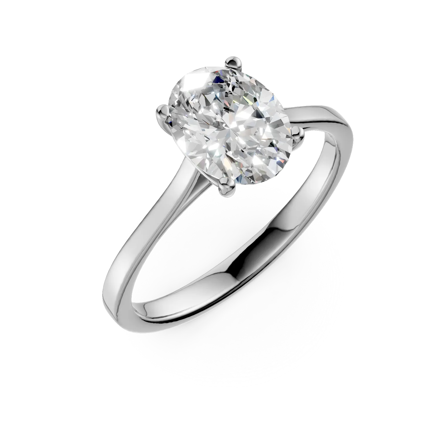 Inel de logodna din aur alb cu diamant solitaire de 1.5ct creat in laborator