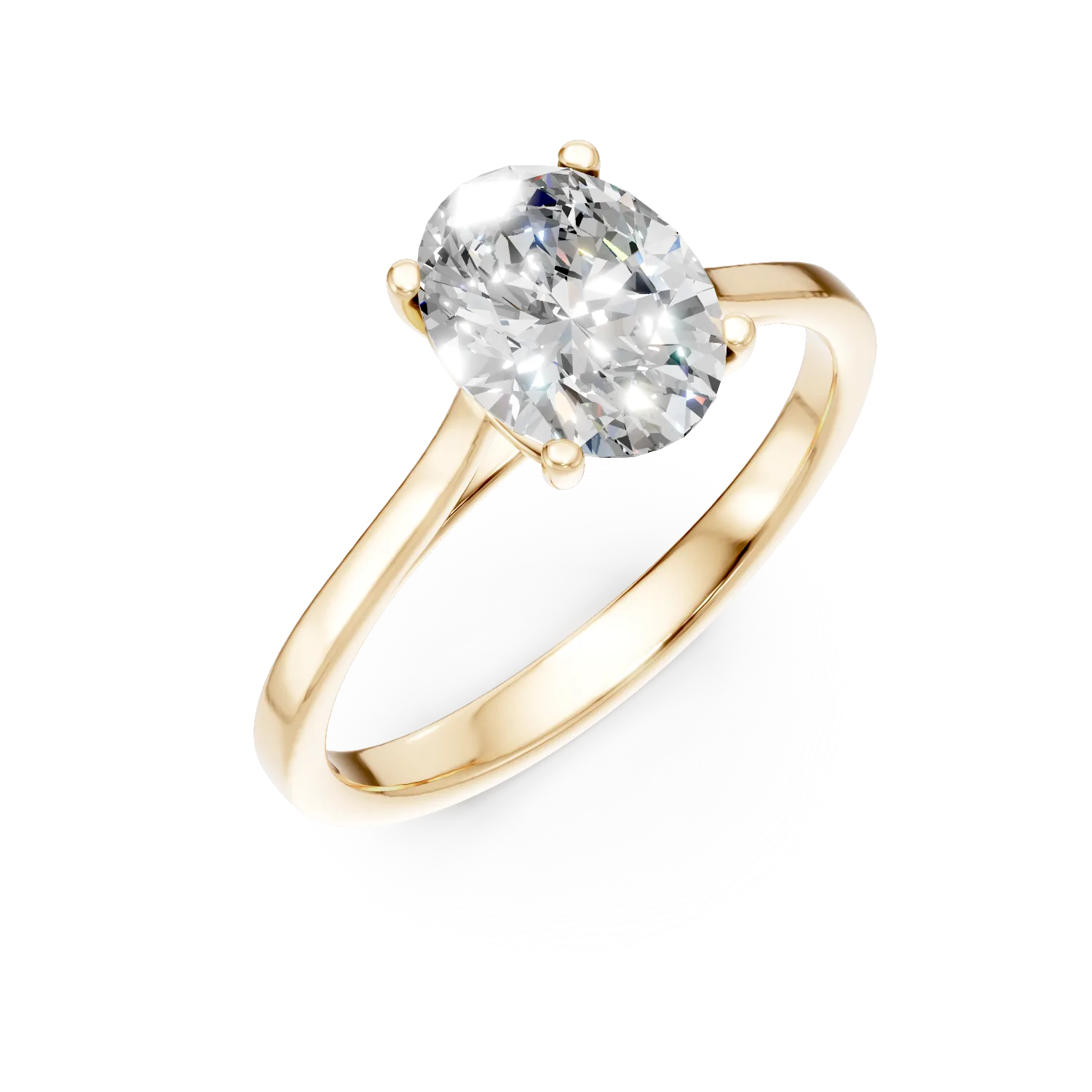 Inel de logodna din aur galben cu diamant de 1.5ct creat in laborator