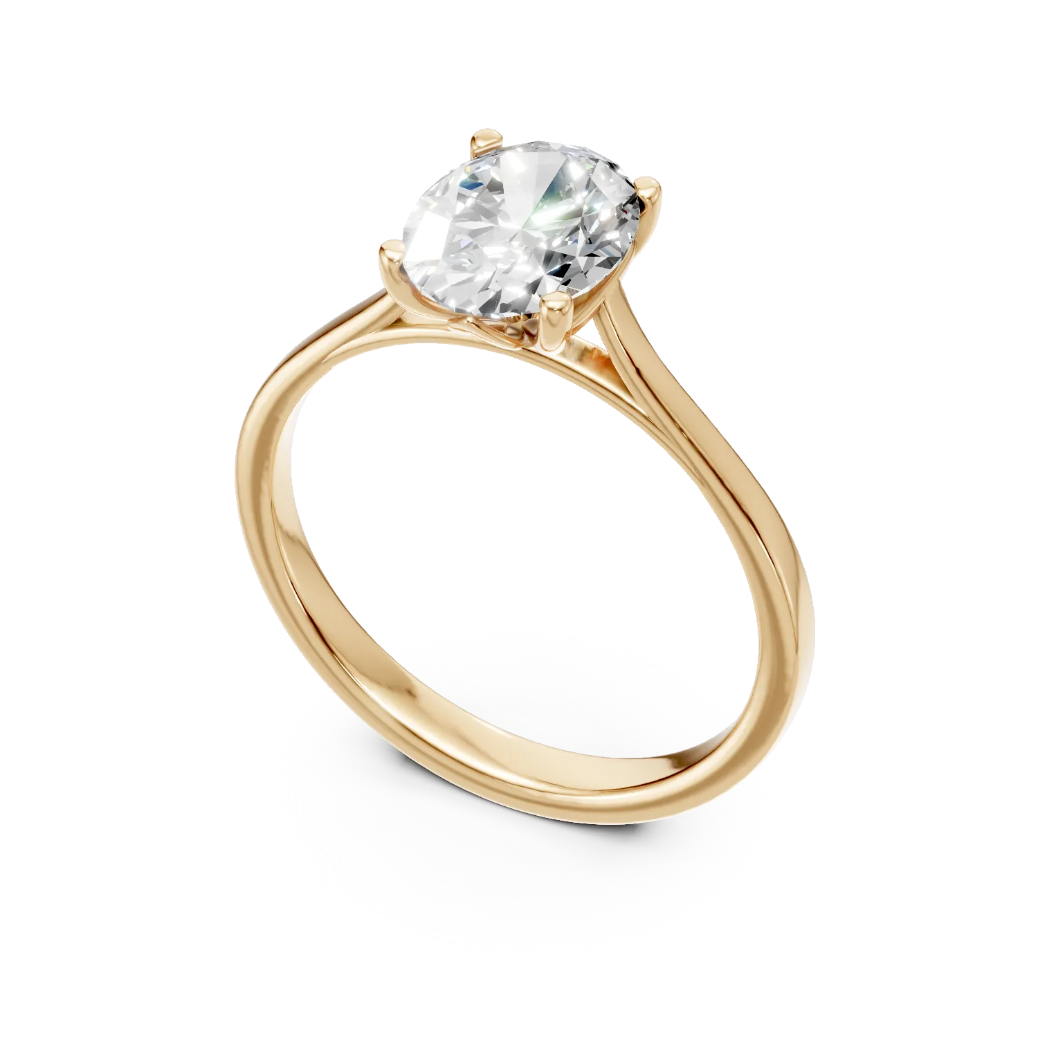 Inel de logodna din aur galben cu diamant de 1.5ct creat in laborator