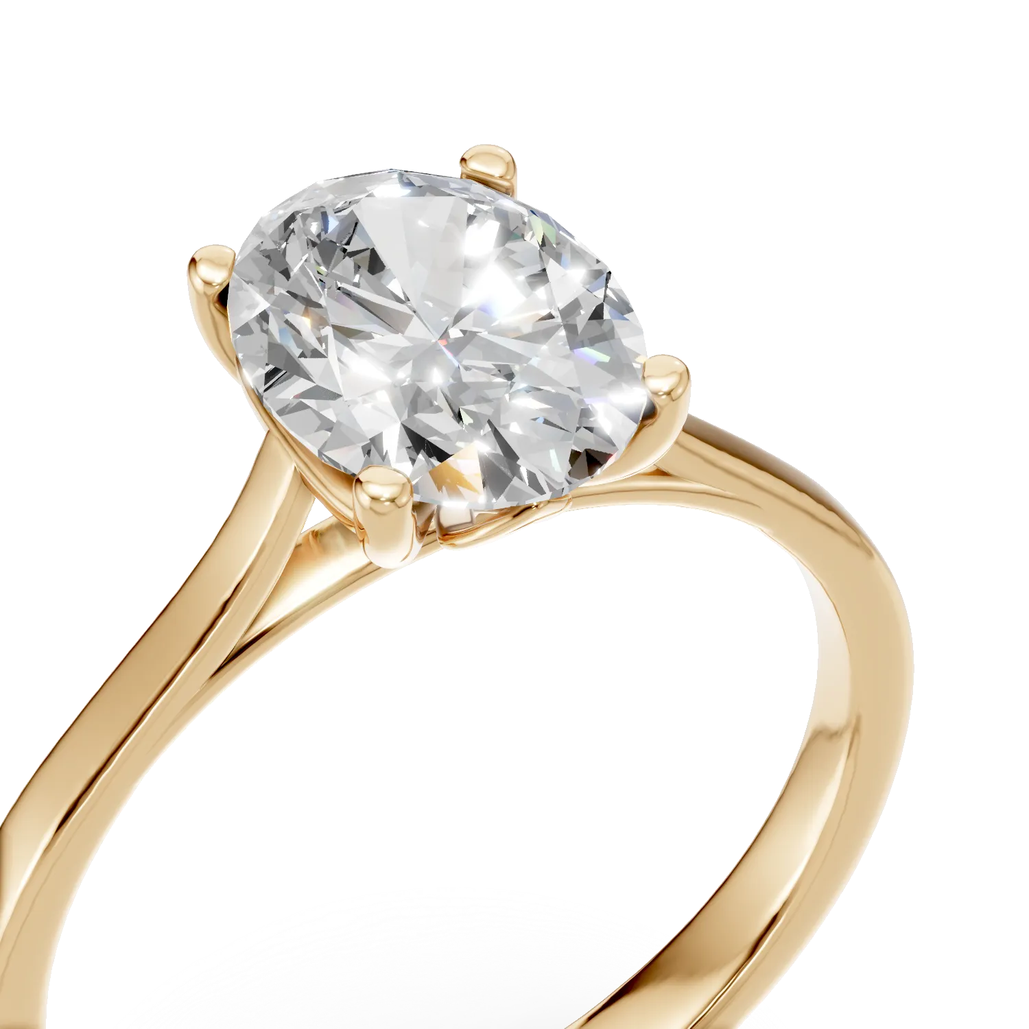 Inel de logodna din aur galben cu diamant de 1.5ct creat in laborator
