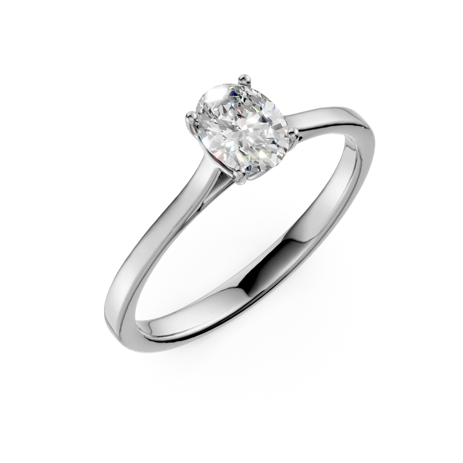 Inel de logodna din aur alb cu diamant solitaire de 0.5ct creat in laborator