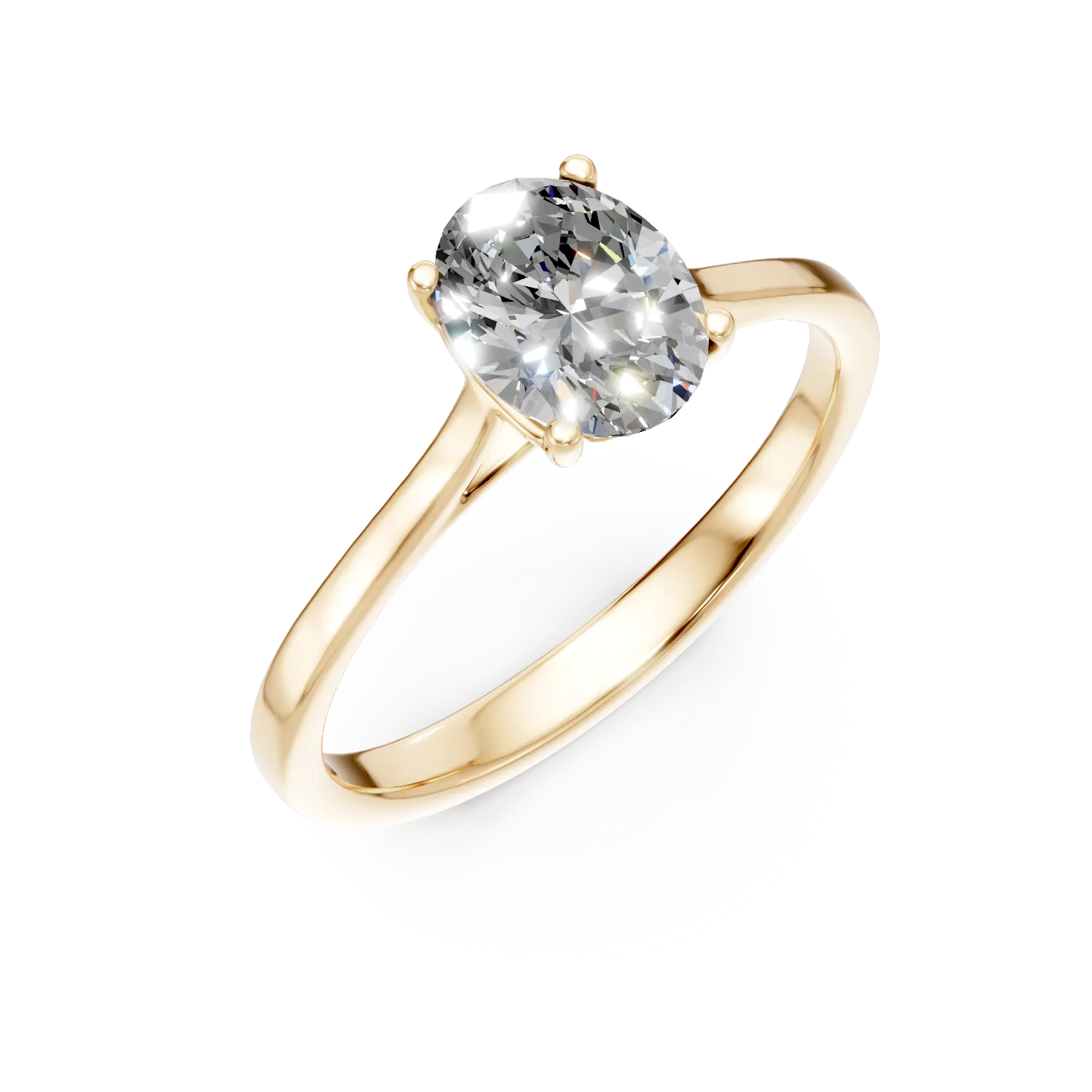 Inel de logodna din aur galben cu diamant solitaire de 0.5ct creat in laborator