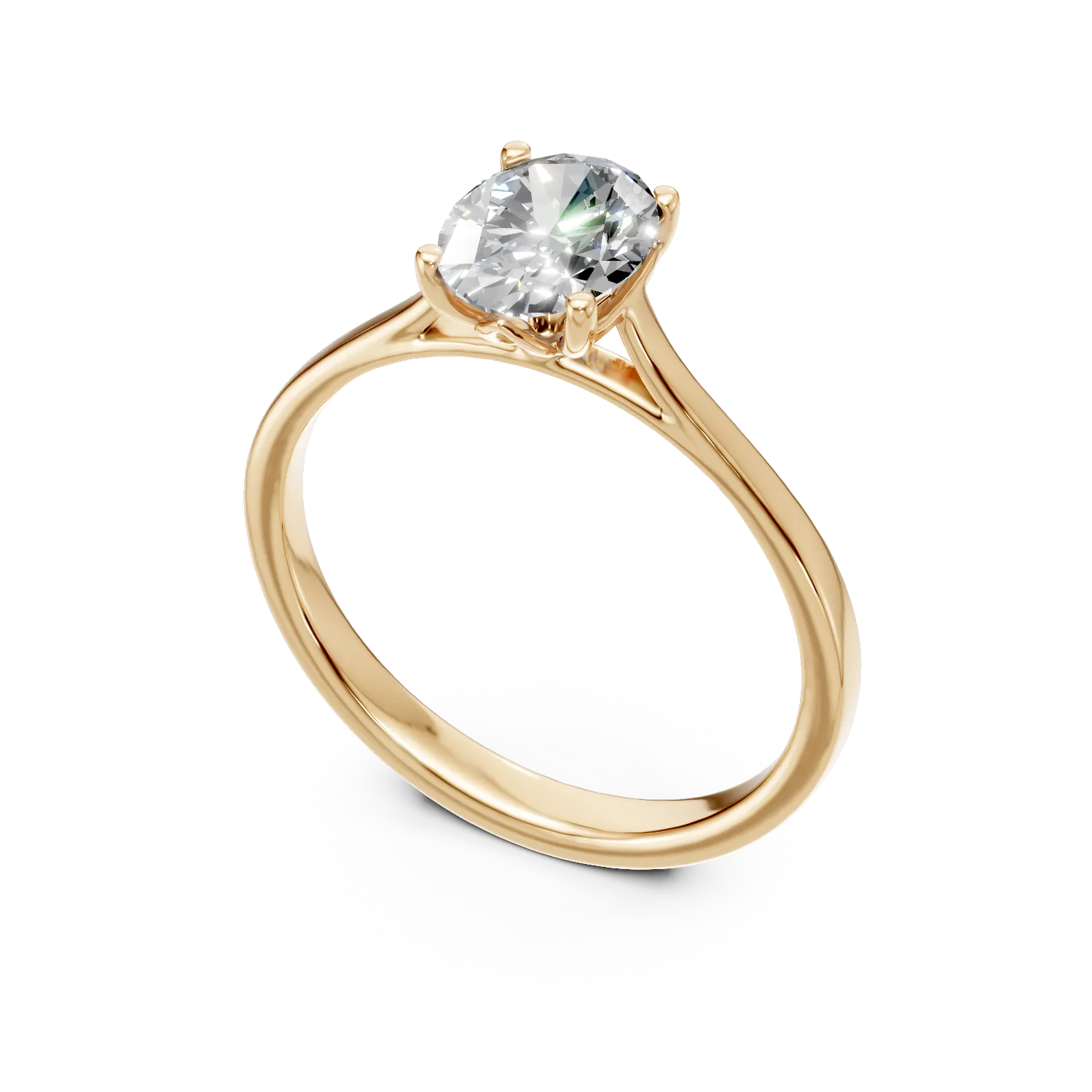 Inel de logodna din aur galben cu diamant solitaire de 0.5ct creat in laborator