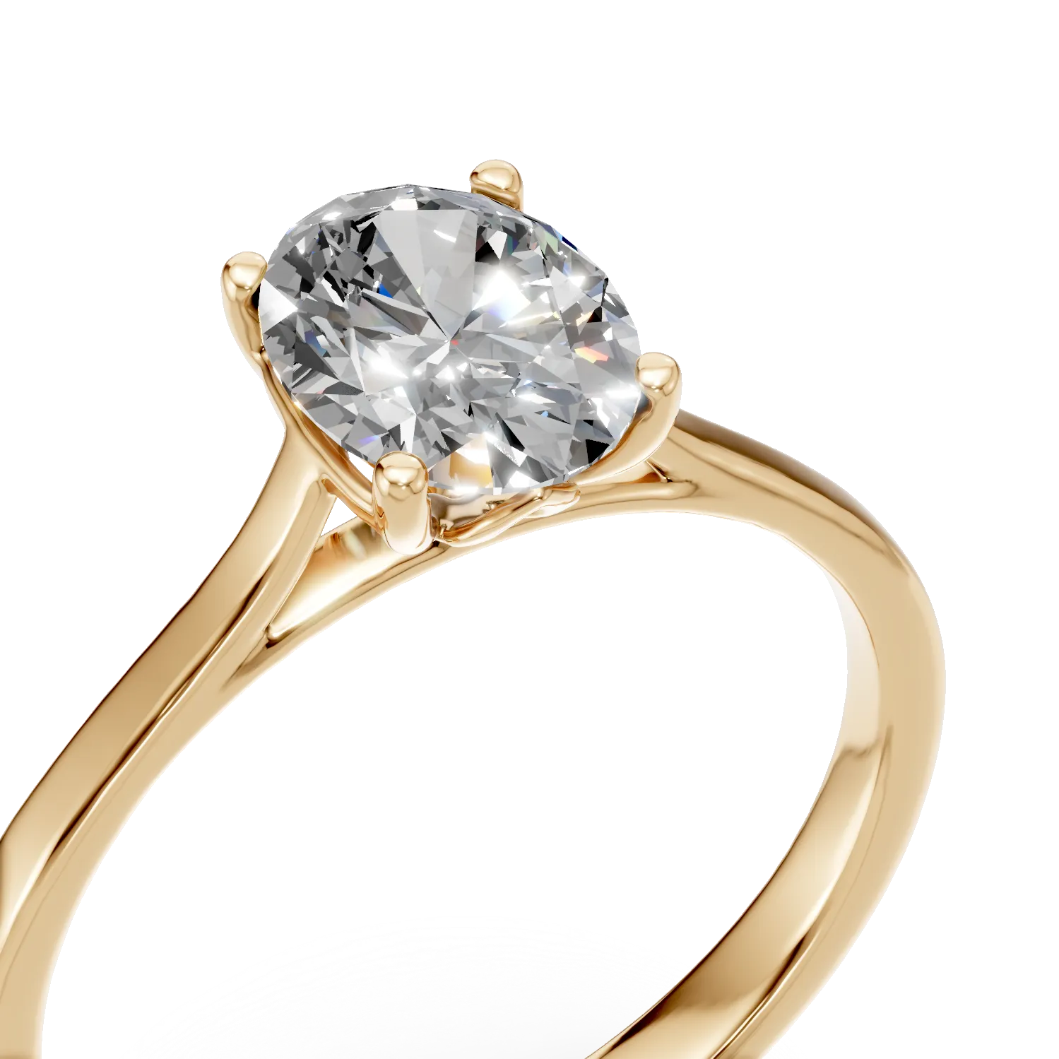 Inel de logodna din aur galben cu diamant solitaire de 0.5ct creat in laborator