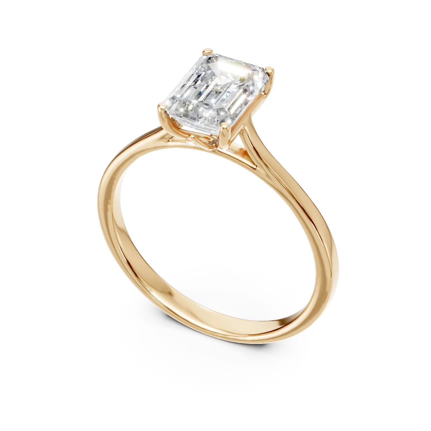 Inel de logodna din aur galben cu diamant de 1.1ct creat in laborator