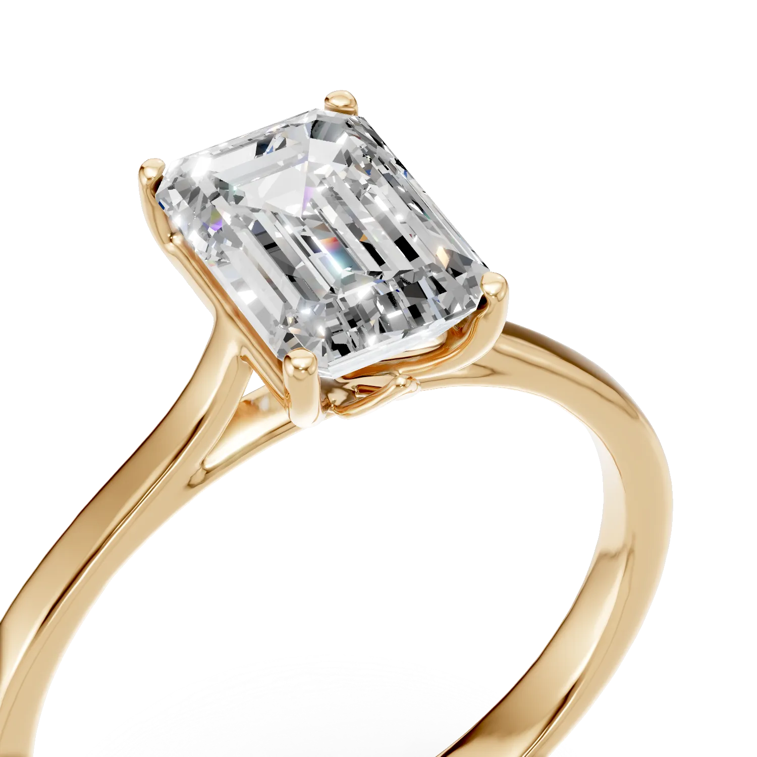 Inel de logodna din aur galben cu diamant de 1.1ct creat in laborator