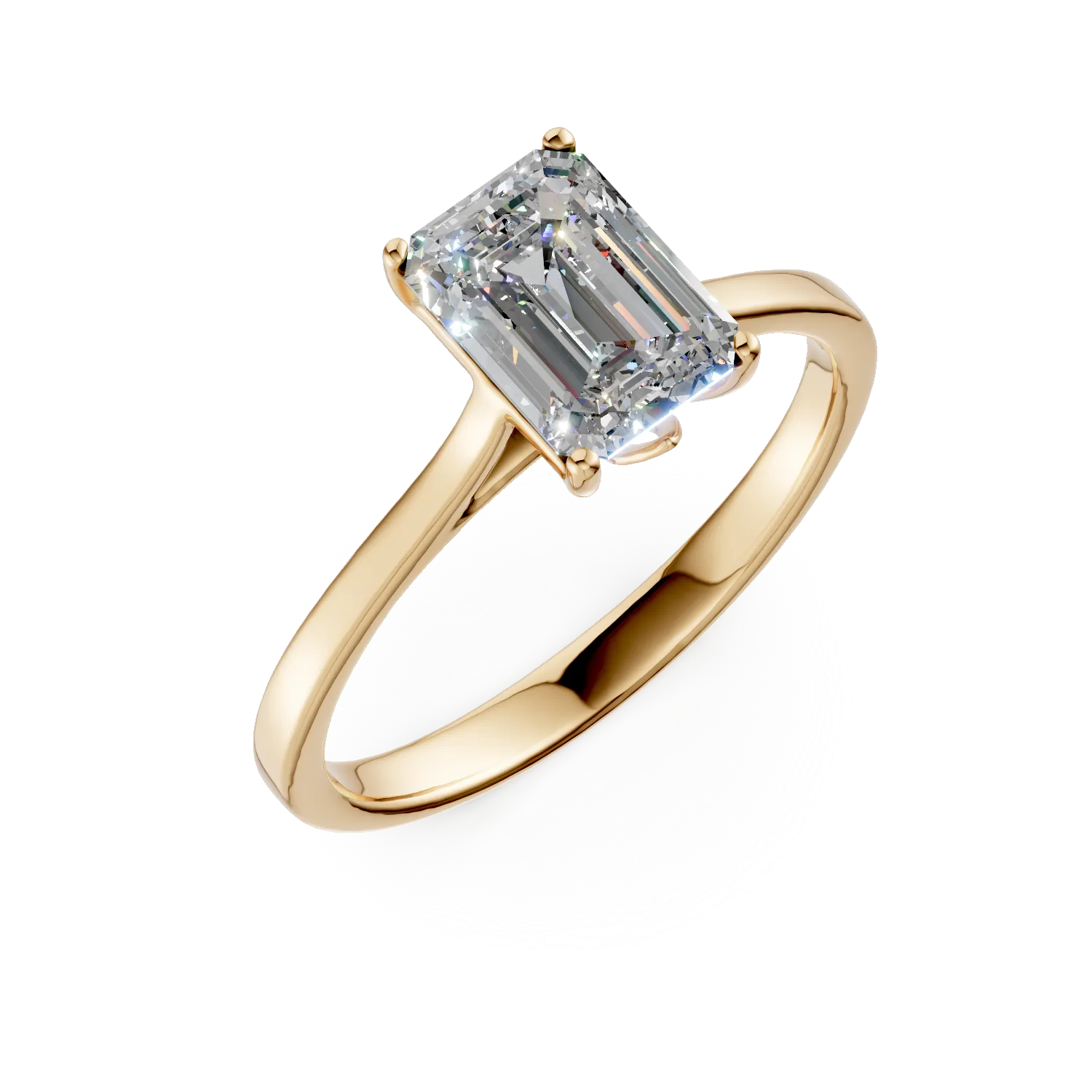 Inel de logodna din aur galben cu diamant de 1.5ct creat in laborator