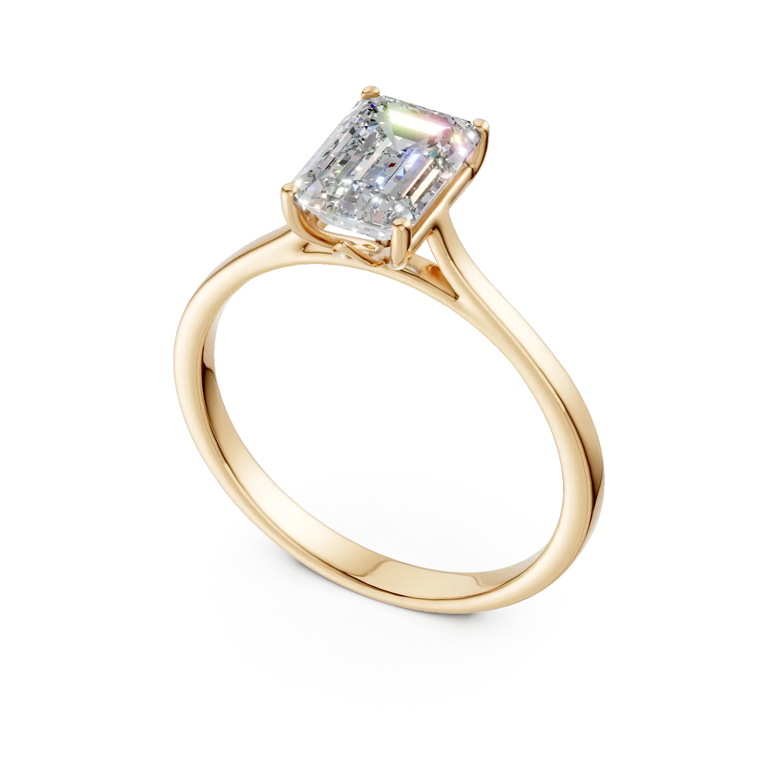 Inel de logodna din aur galben cu diamant de 1.5ct creat in laborator