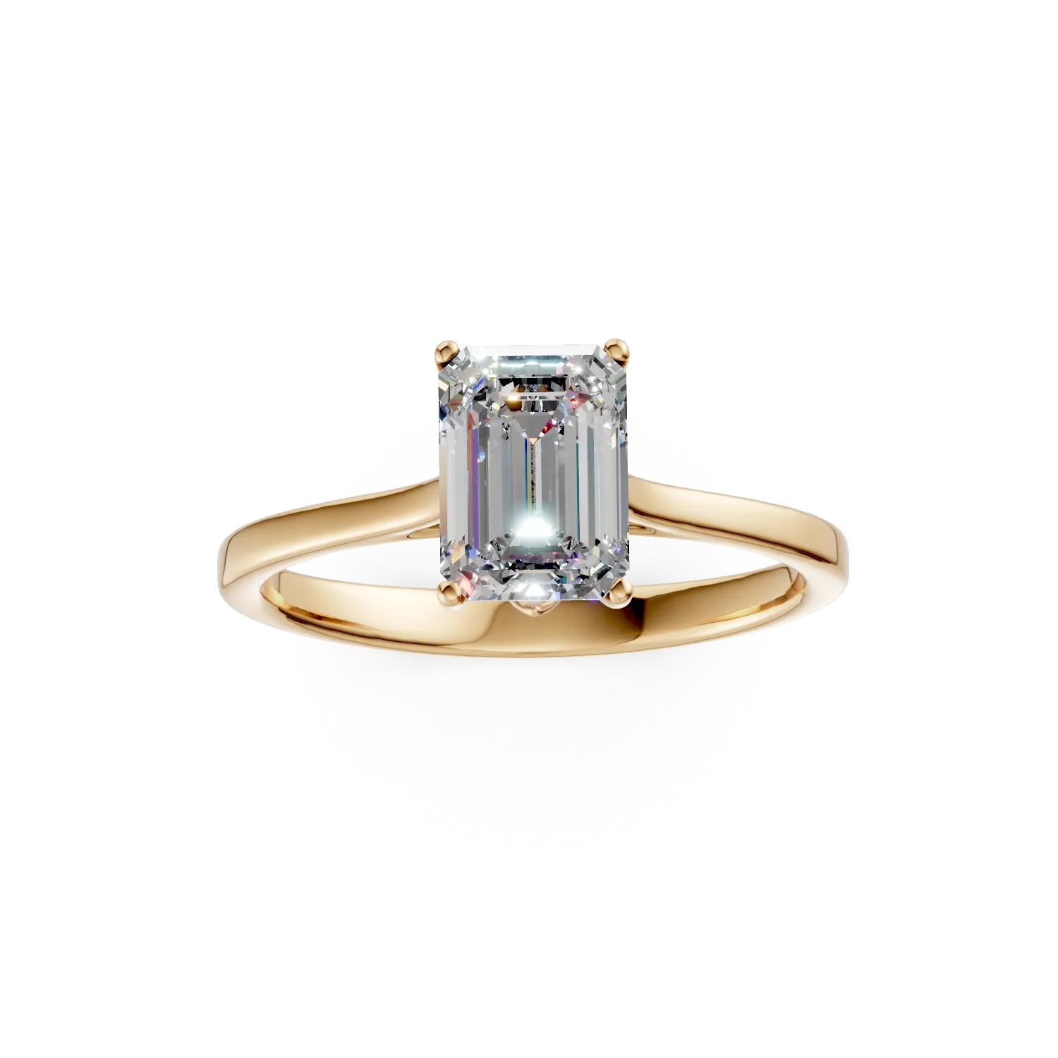 Inel de logodna din aur galben cu diamant de 1.5ct creat in laborator