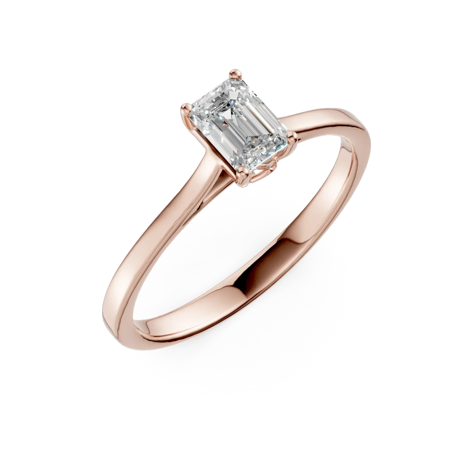 Inel de logodna din aur roz cu diamant solitaire de 0.5ct creat in laborator