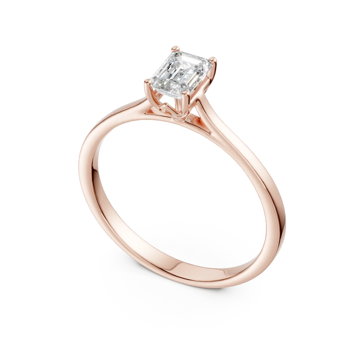 Inel de logodna din aur roz cu diamant solitaire de 0.5ct creat in laborator