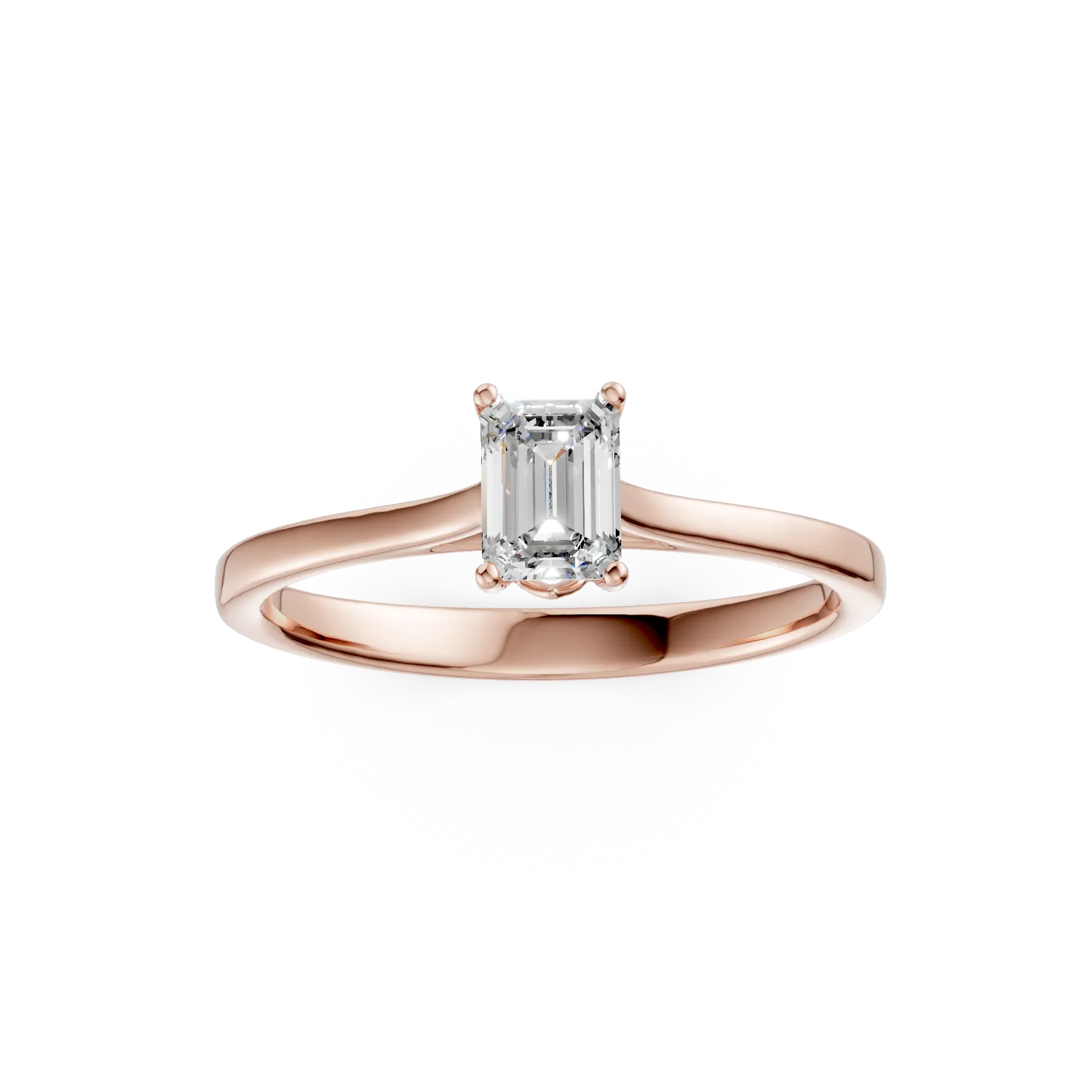 Inel de logodna din aur roz cu diamant solitaire de 0.5ct creat in laborator