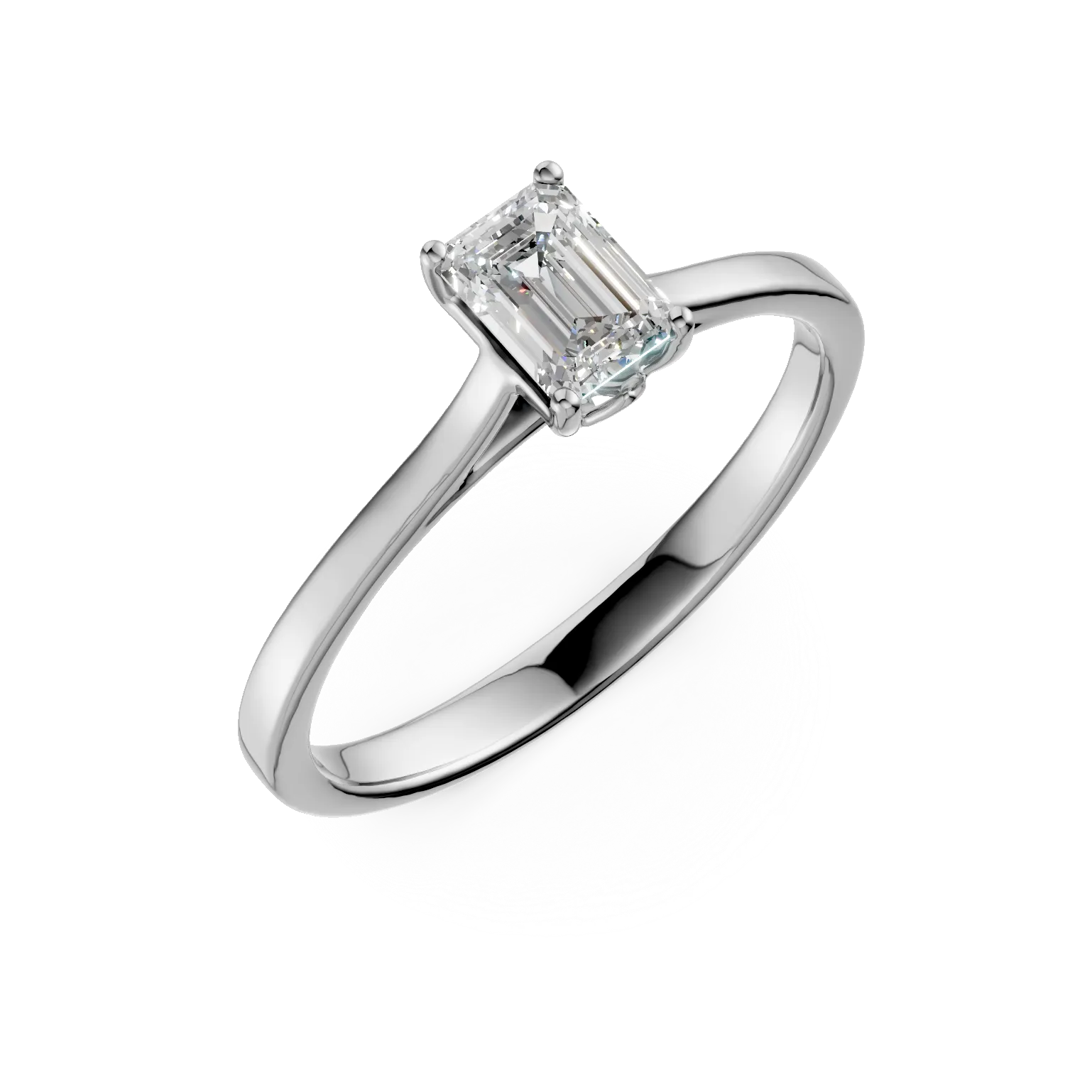 Inel de logodna din aur alb cu diamant solitaire de 0.5ct creat in laborator