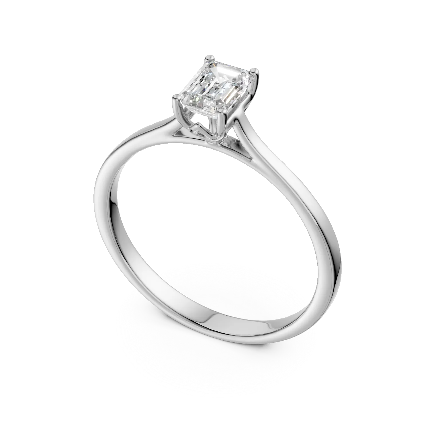 Inel de logodna din aur alb cu diamant solitaire de 0.5ct creat in laborator