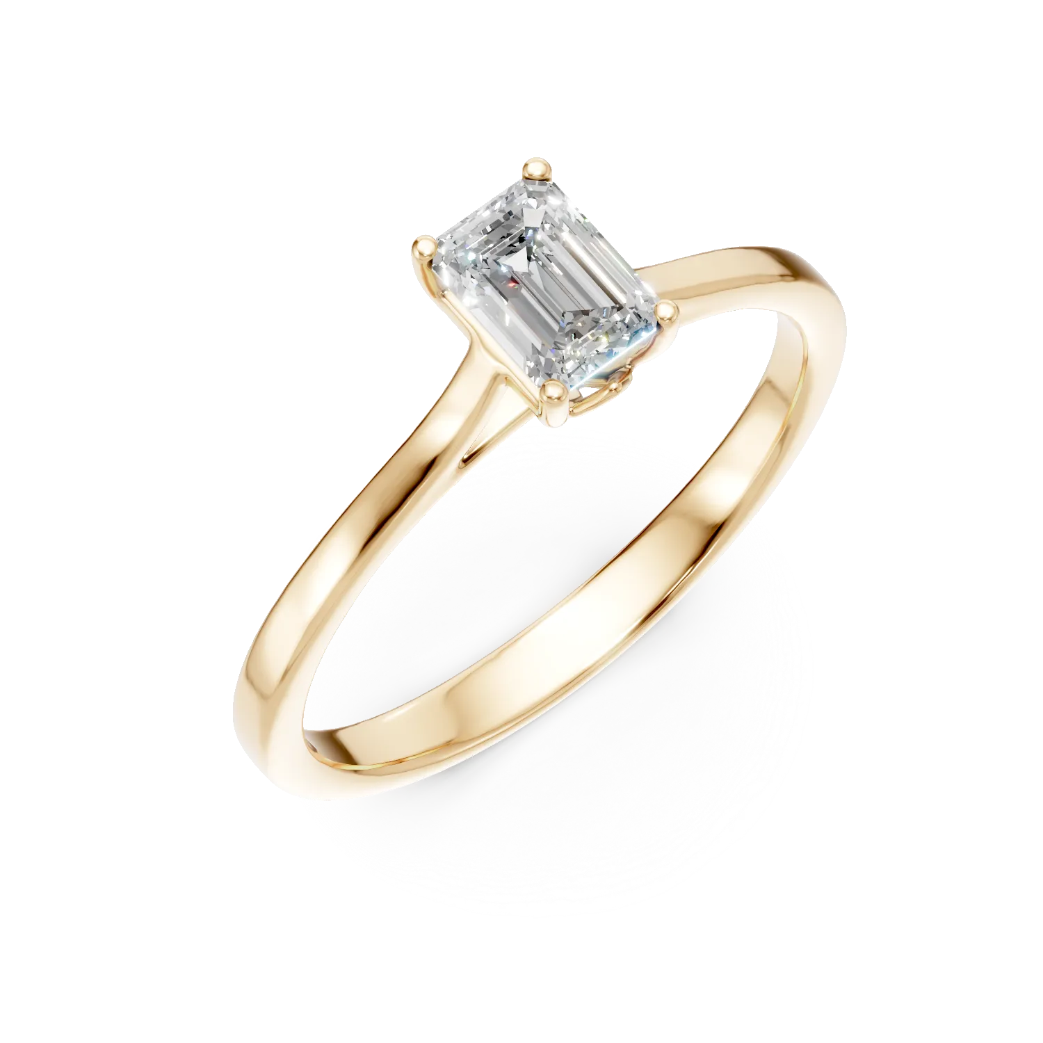 Inel de logodna din aur galben cu diamant de 0.5ct creat in laborator