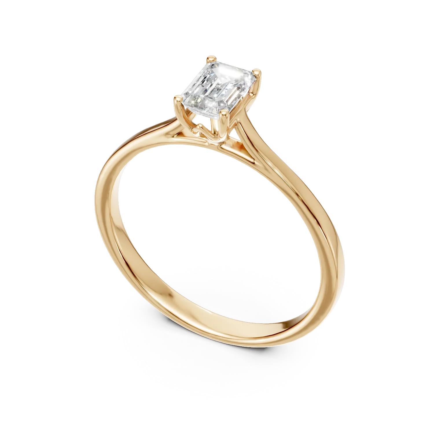 Inel de logodna din aur galben cu diamant de 0.5ct creat in laborator