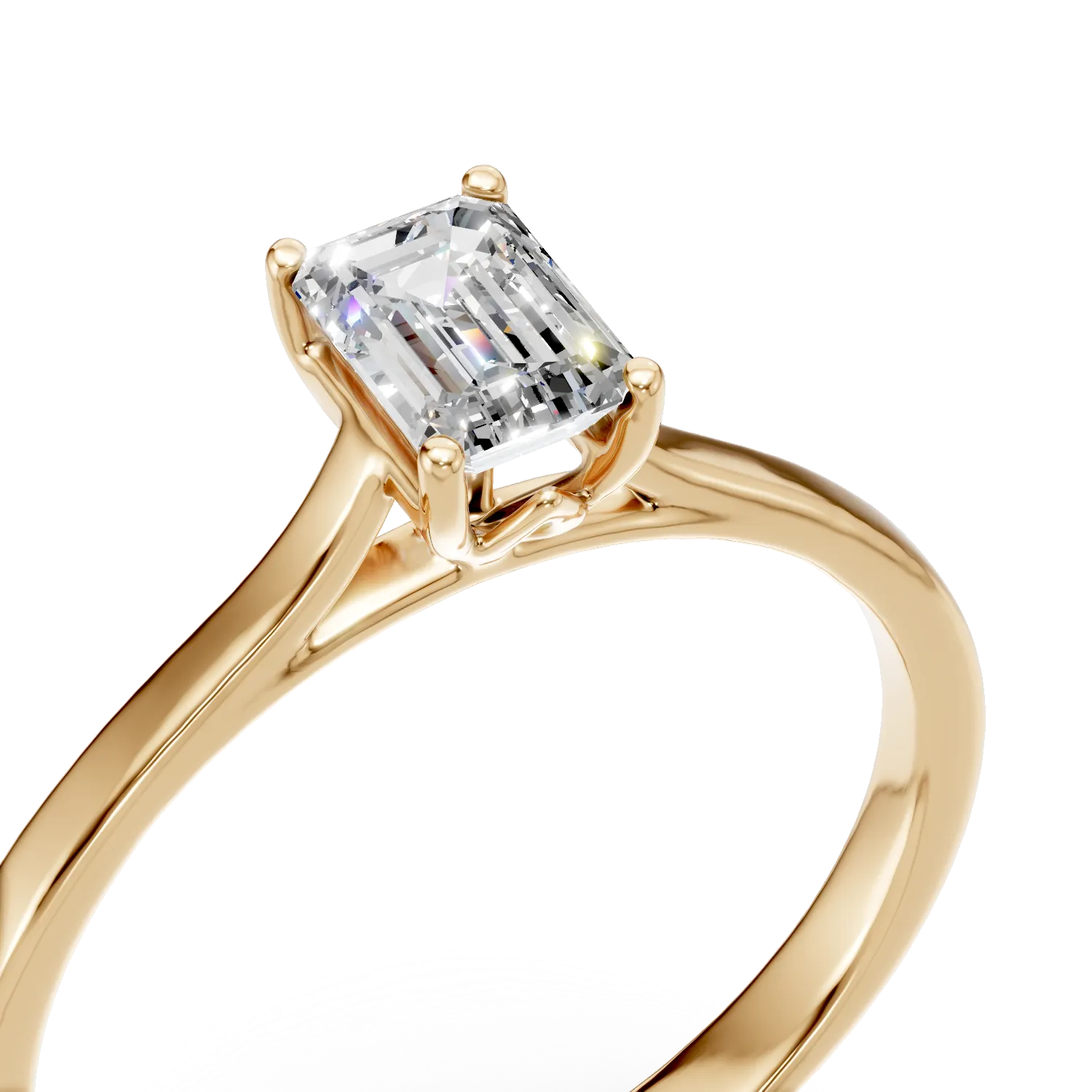 Inel de logodna din aur galben cu diamant de 0.5ct creat in laborator
