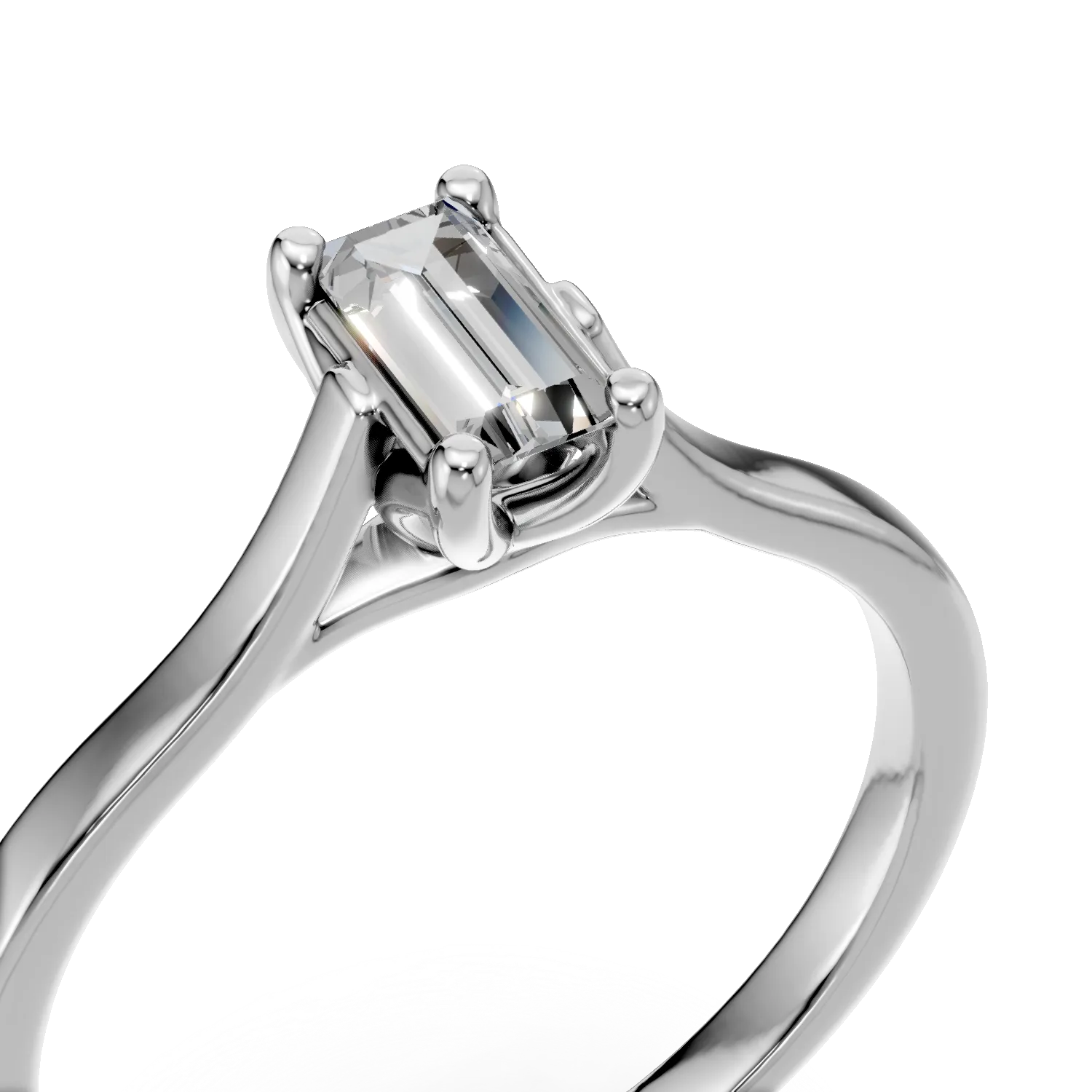 Inel de logodna din aur alb cu diamant de 0.3ct creat in laborator