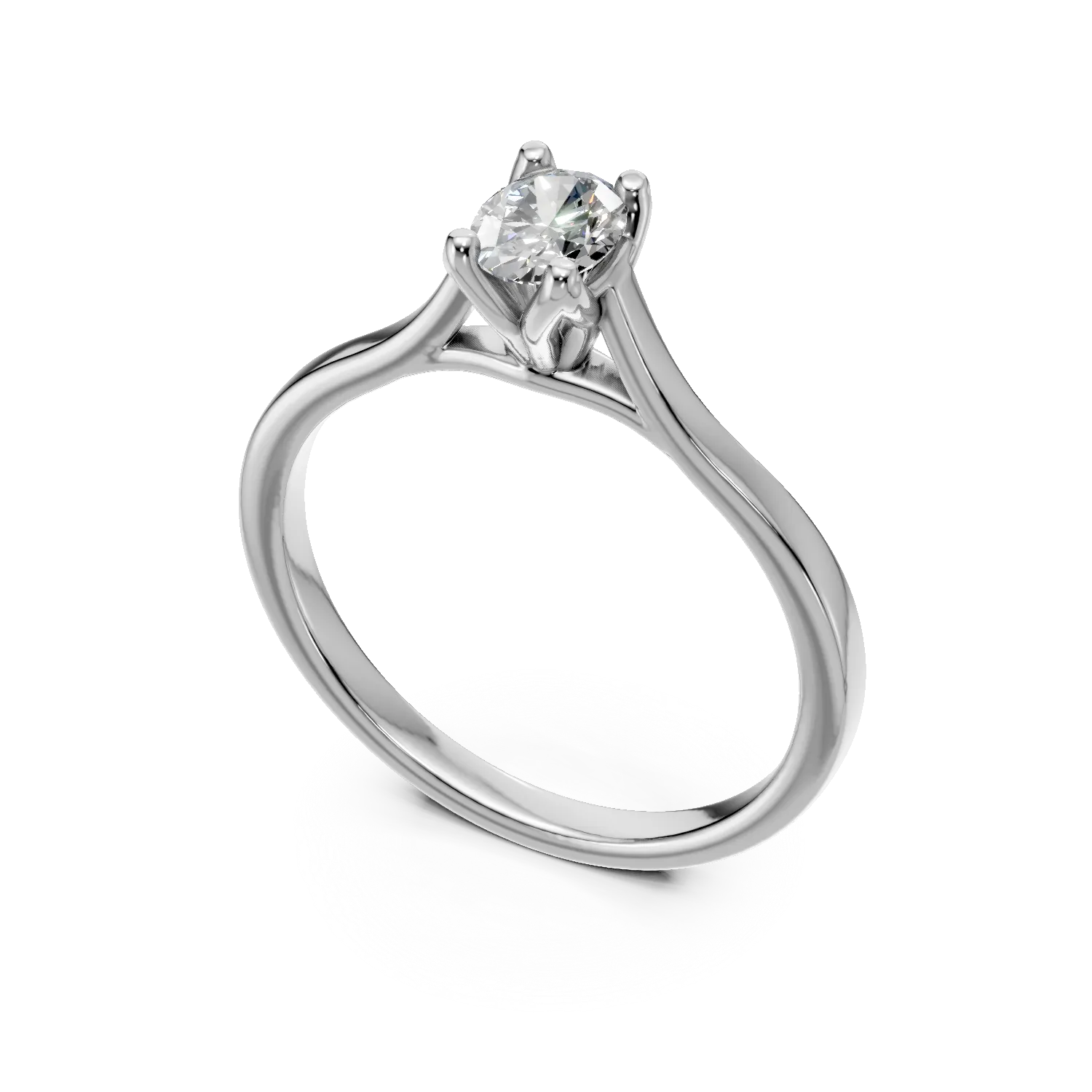 Inel de logodna din aur alb cu diamant solitaire de 0.3ct creat in laborator