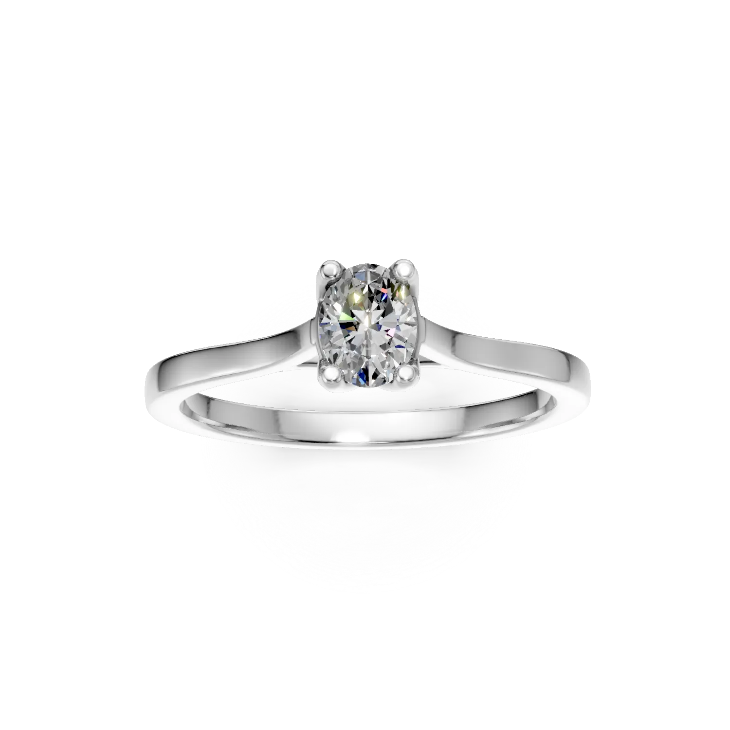 Inel de logodna din aur alb cu diamant solitaire de 0.3ct creat in laborator