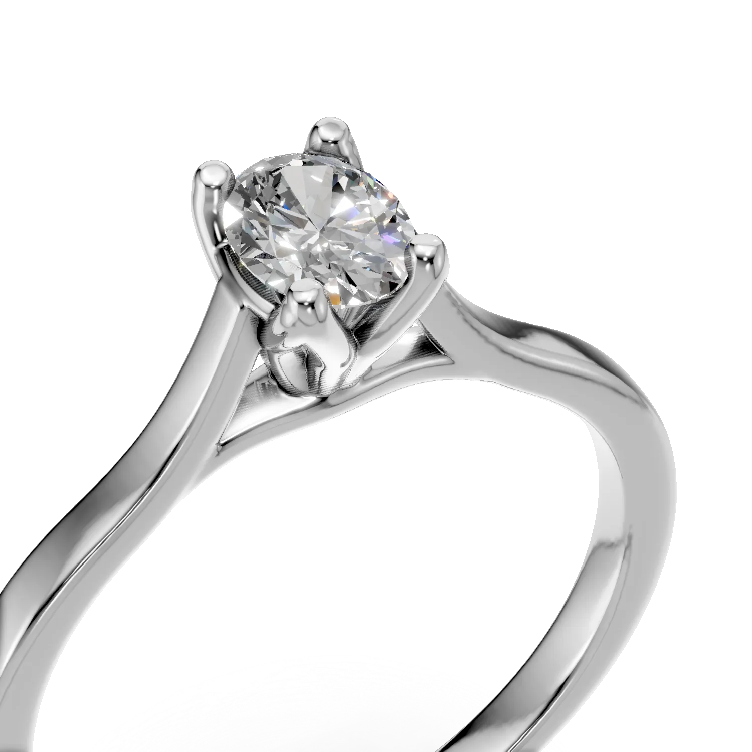 Inel de logodna din aur alb cu diamant solitaire de 0.3ct creat in laborator