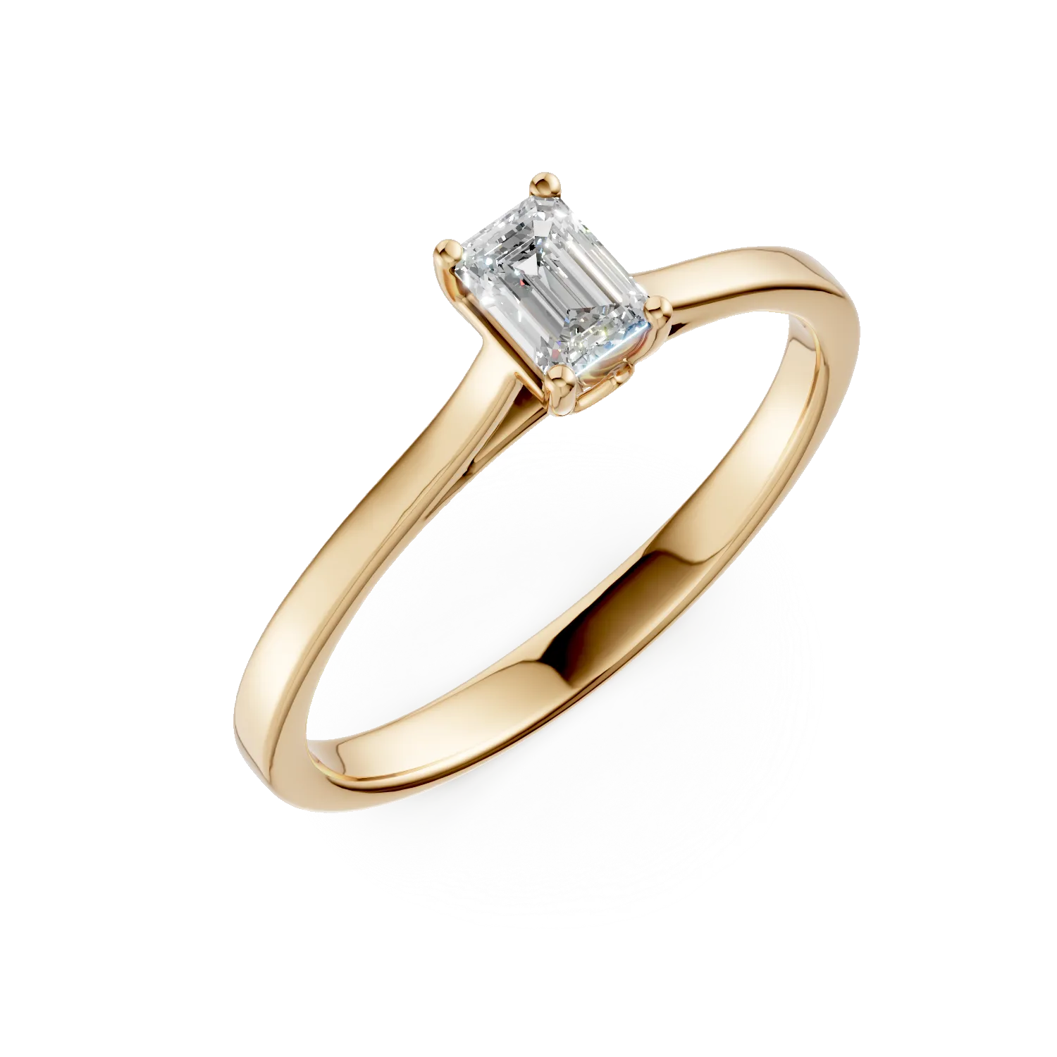 Inel de logodna din aur galben cu diamant de 0.3ct creat in laborator