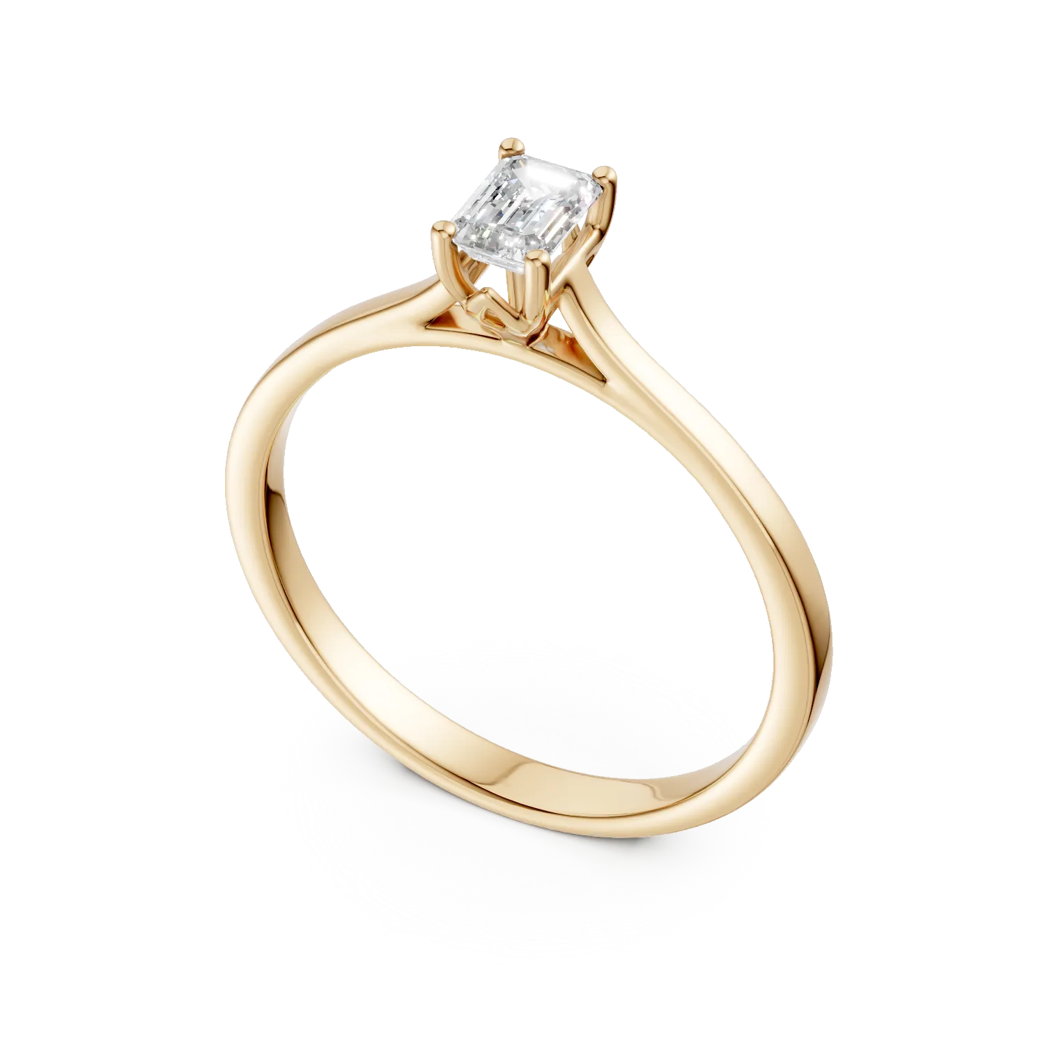 Inel de logodna din aur galben cu diamant de 0.3ct creat in laborator