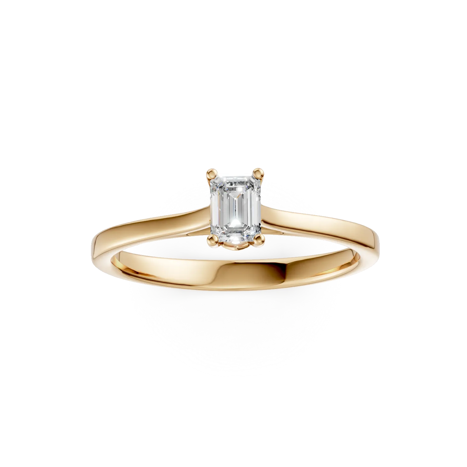 Inel de logodna din aur galben cu diamant de 0.3ct creat in laborator