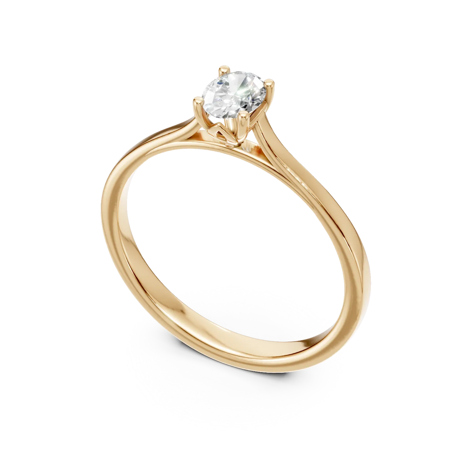 Inel de logodna din aur galben cu diamant de 0.3ct creat in laborator