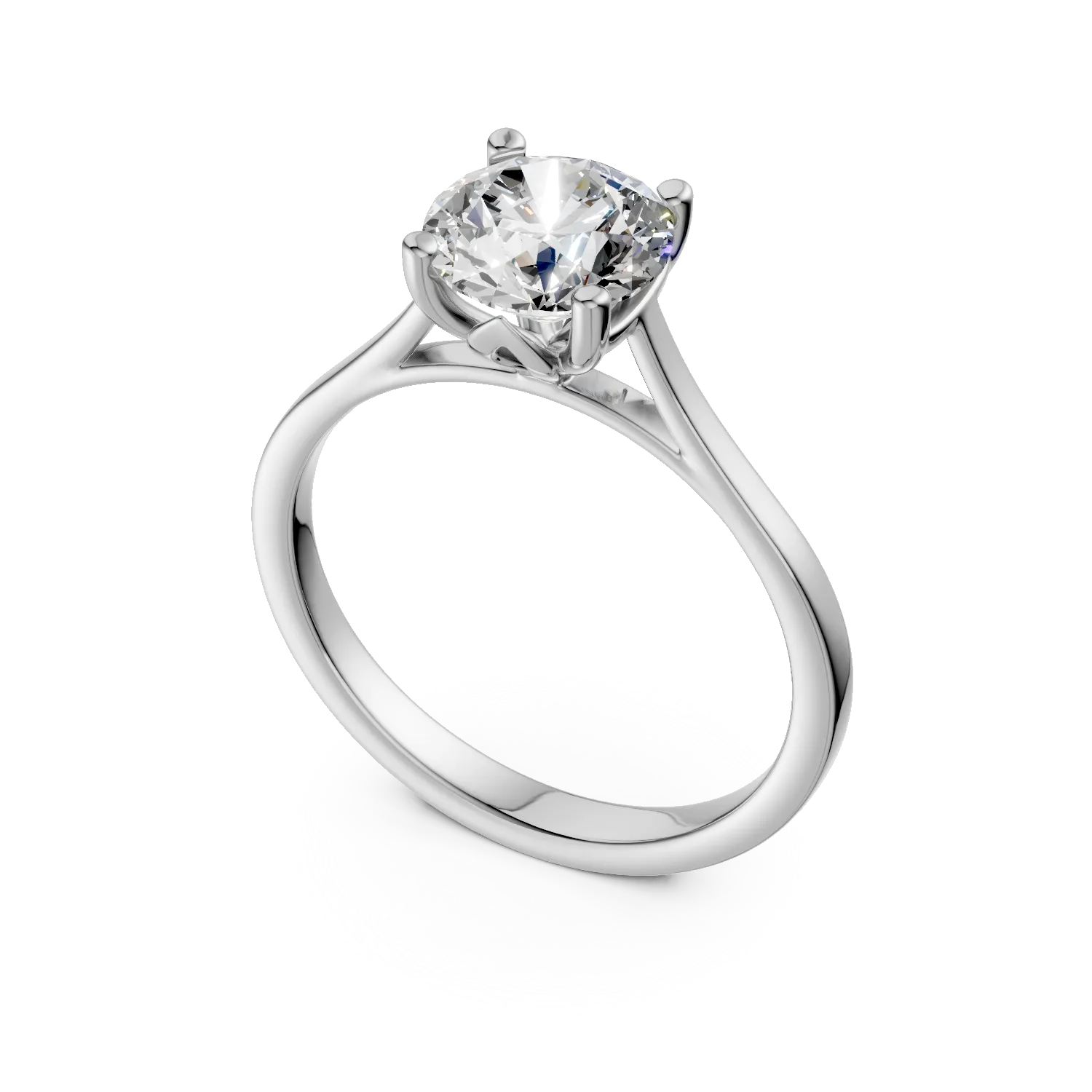 Inel de logodna din aur alb cu diamant solitaire de 1.6ct creat in laborator